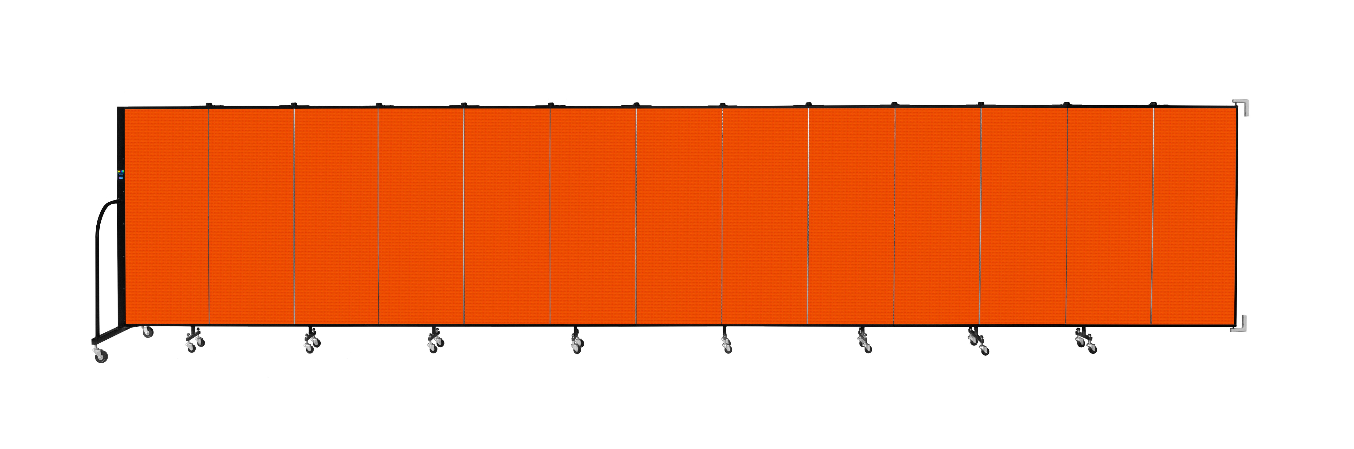 Wallmount Room Divider - 5'H x 23' 10" - 13 Panel, Orange, Fabric