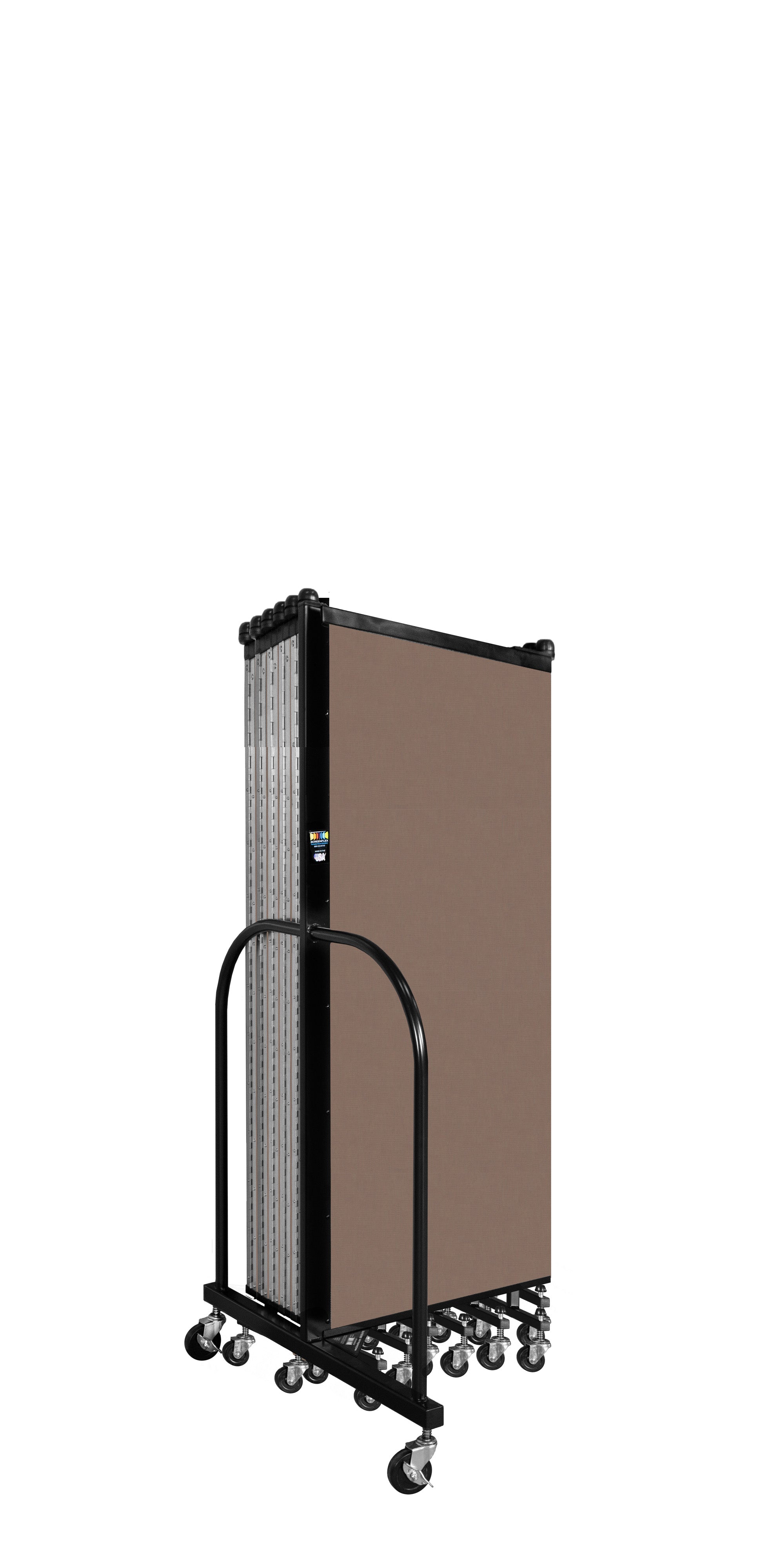 Wallmount Room Divider - 5'H x 23' 10" - 13 Panel, Walnut, Fabric