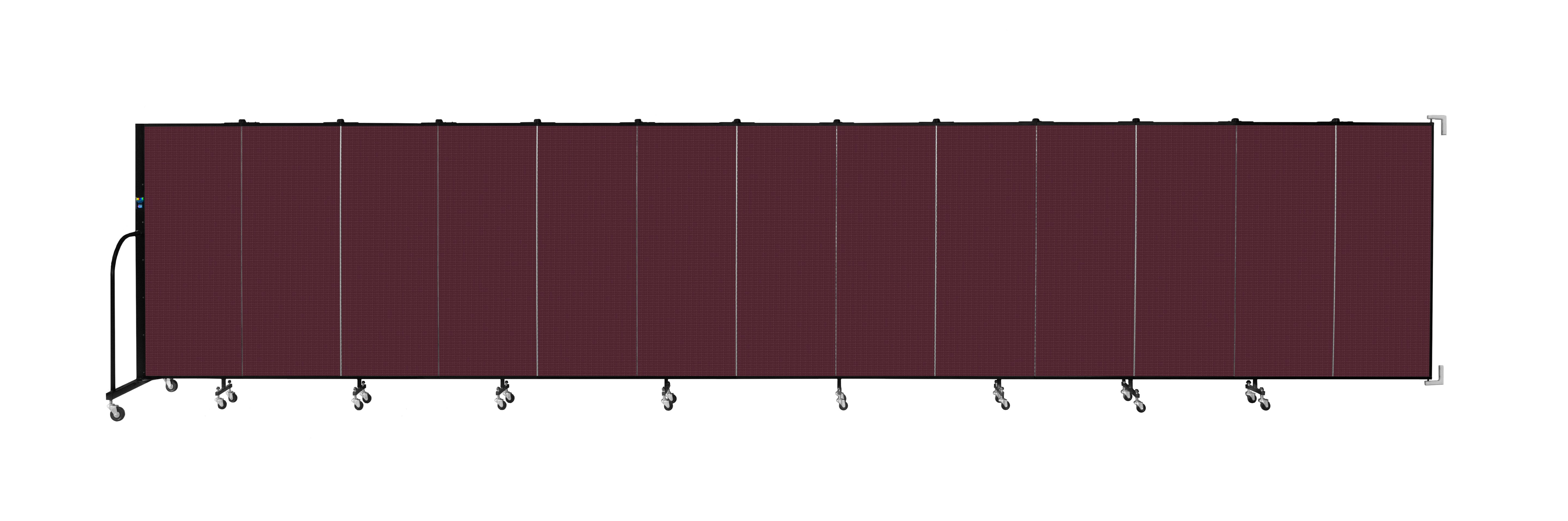 Wallmount Room Divider - 5'H x 23' 10" - 13 Panel, Purple, Fabric