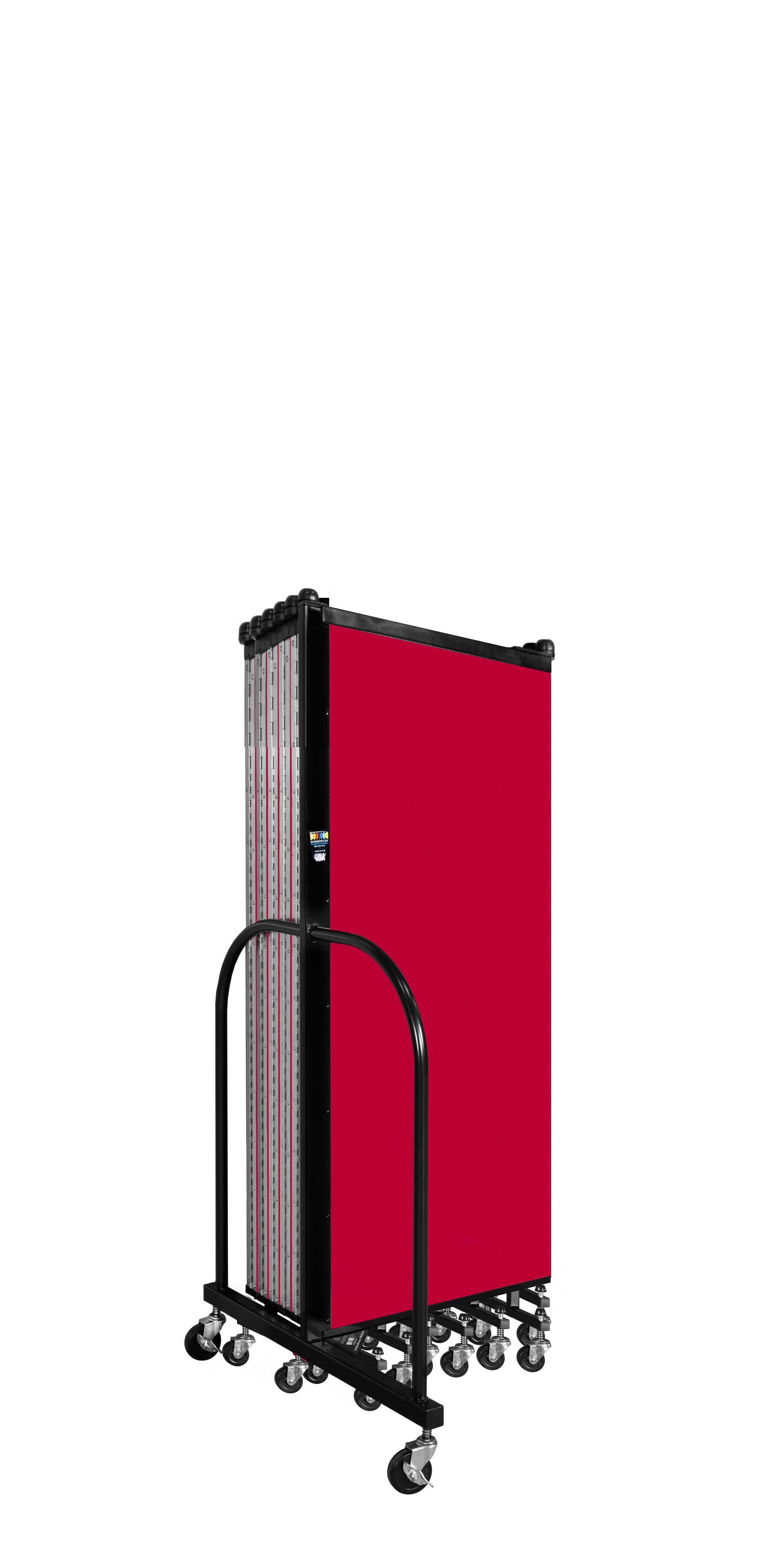 Wallmount Room Divider - 5'H x 23' 10" - 13 Panel, Primary Red, Fabric