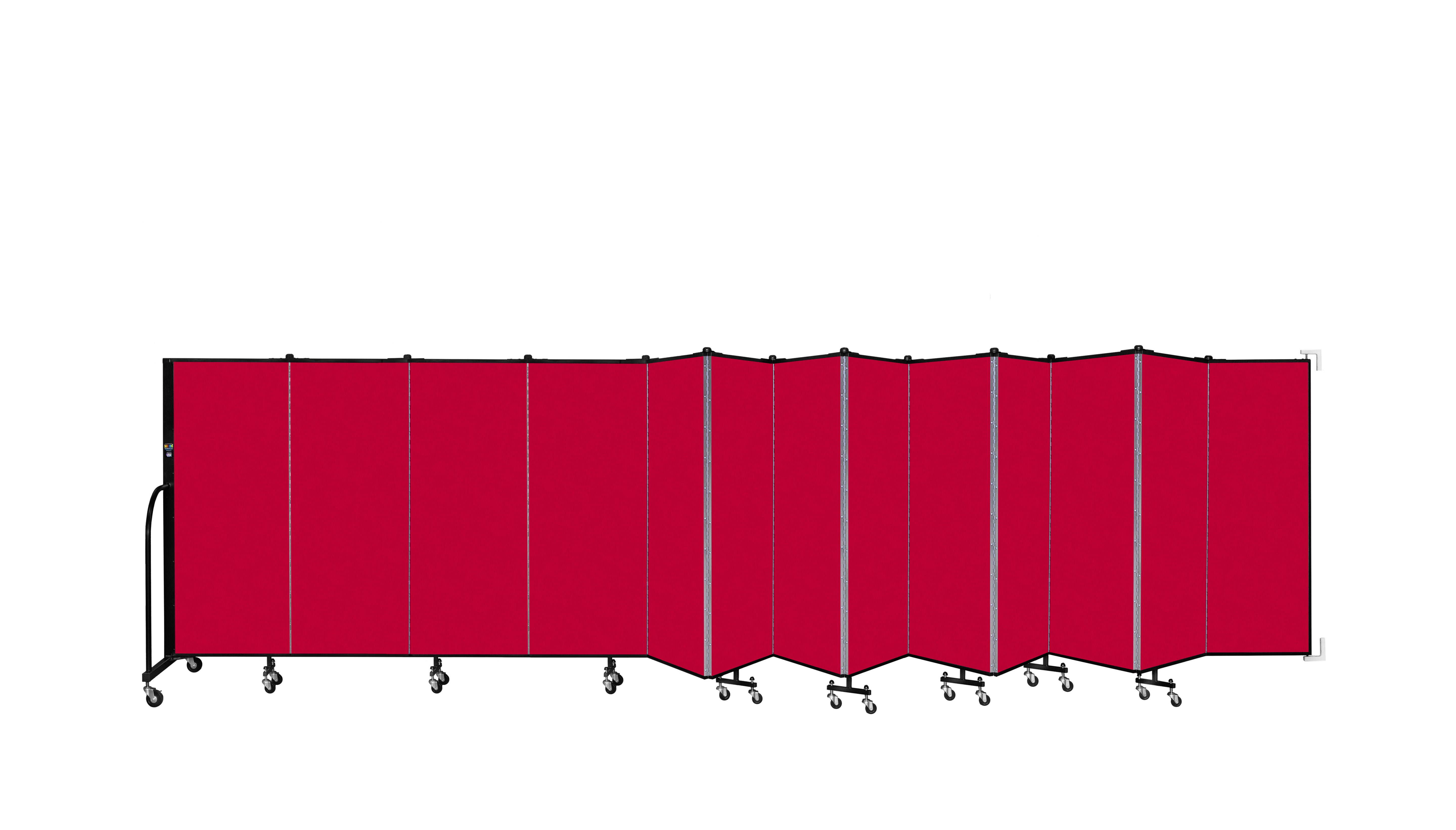 Wallmount Room Divider - 5'H x 23' 10" - 13 Panel, Primary Red, Fabric