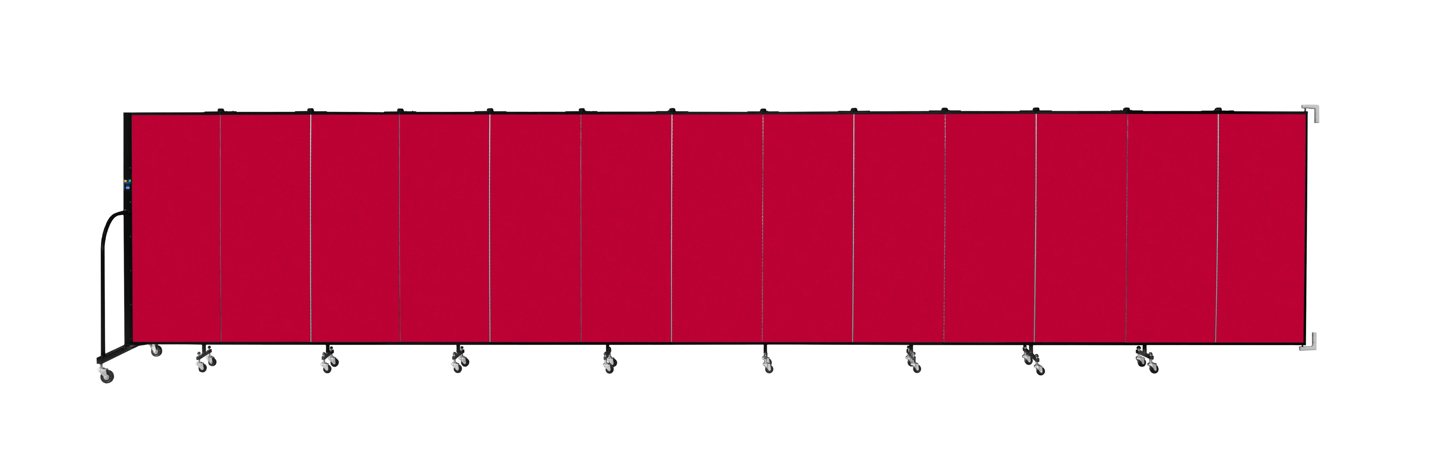 Wallmount Room Divider - 5'H x 23' 10" - 13 Panel, Primary Red, Fabric