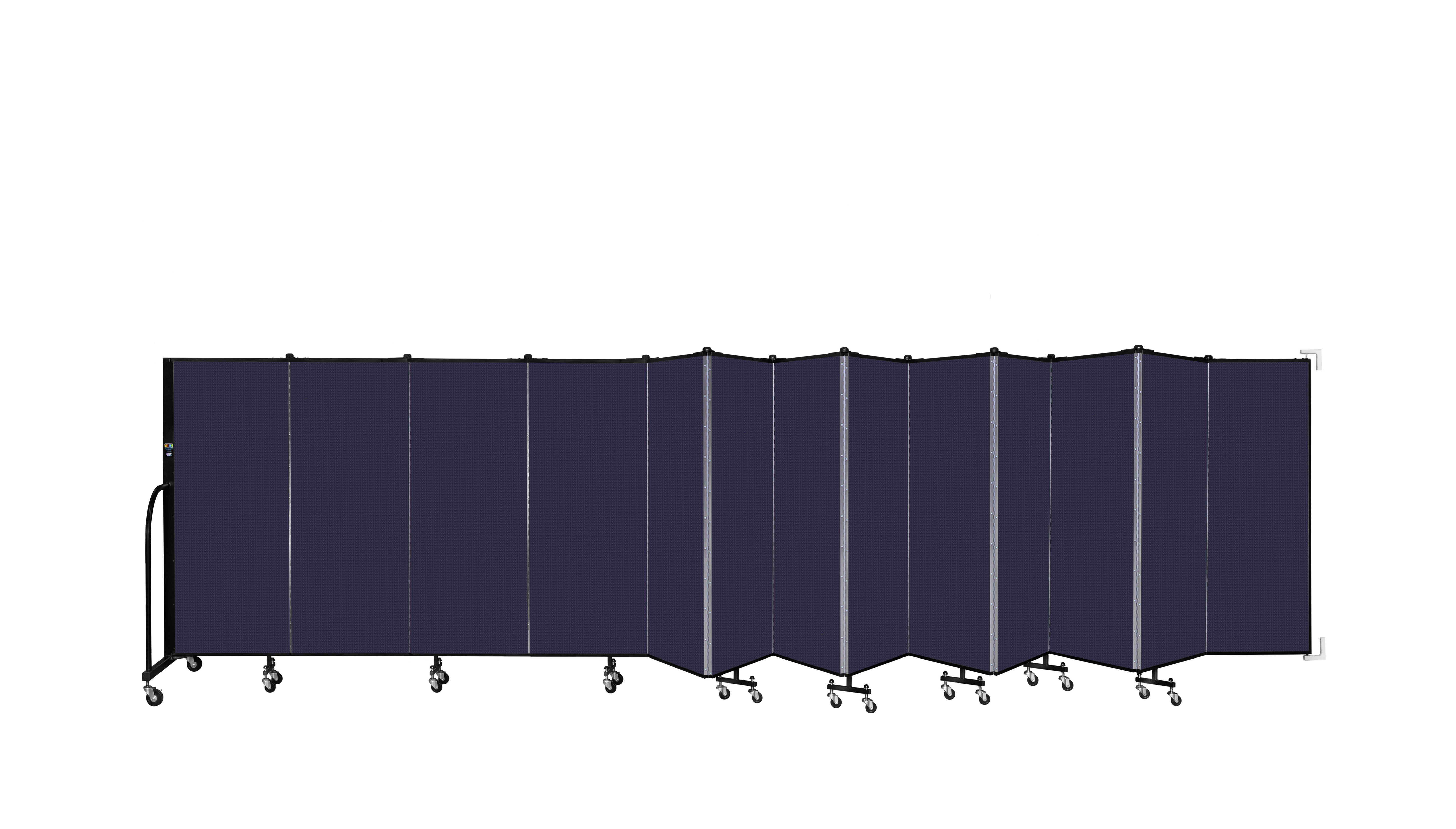 Wallmount Room Divider - 5'H x 23' 10" - 13 Panel, Navy, Fabric