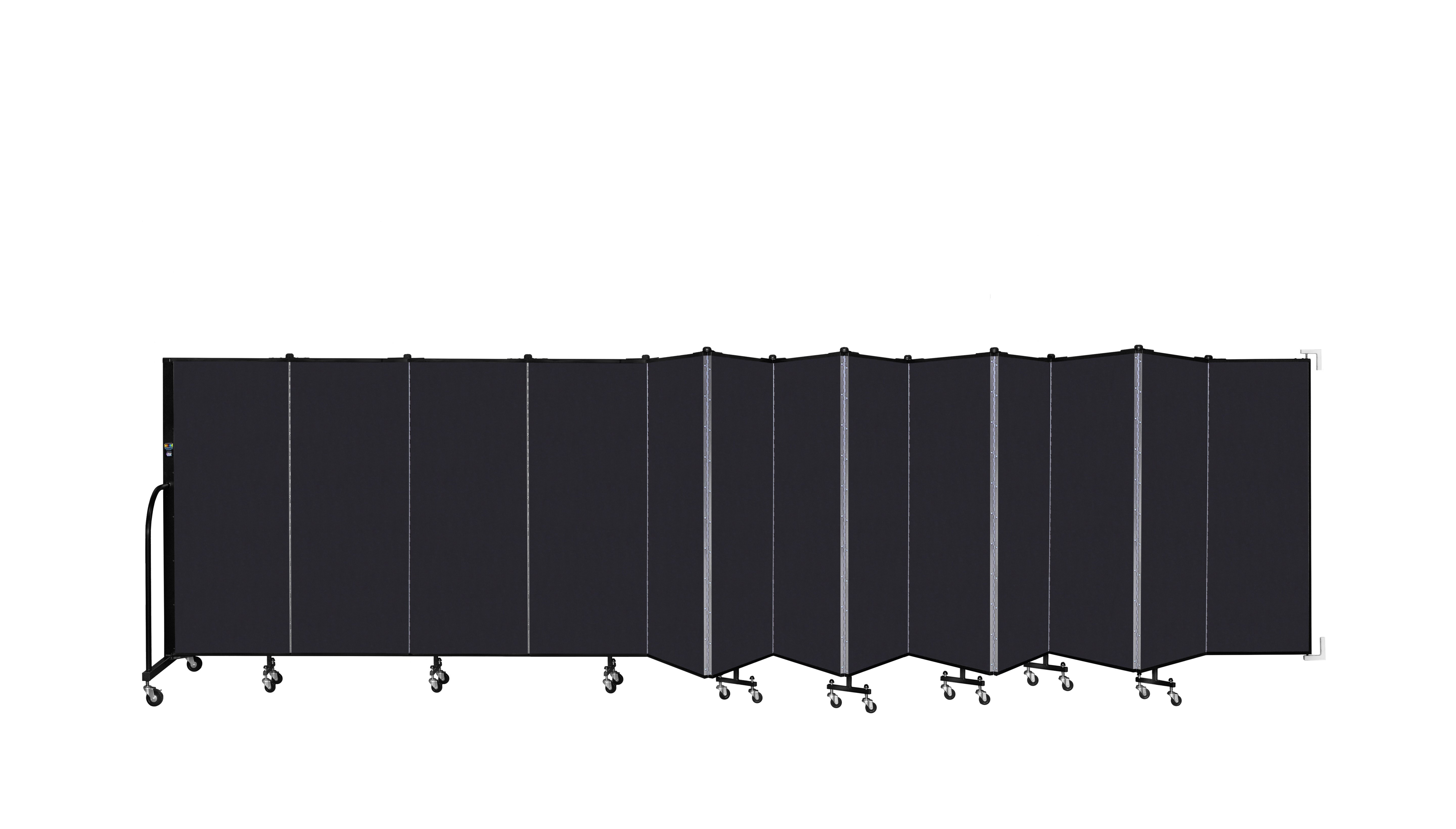 Wallmount Room Divider - 5'H x 23' 10" - 13 Panel, Black, Fabric