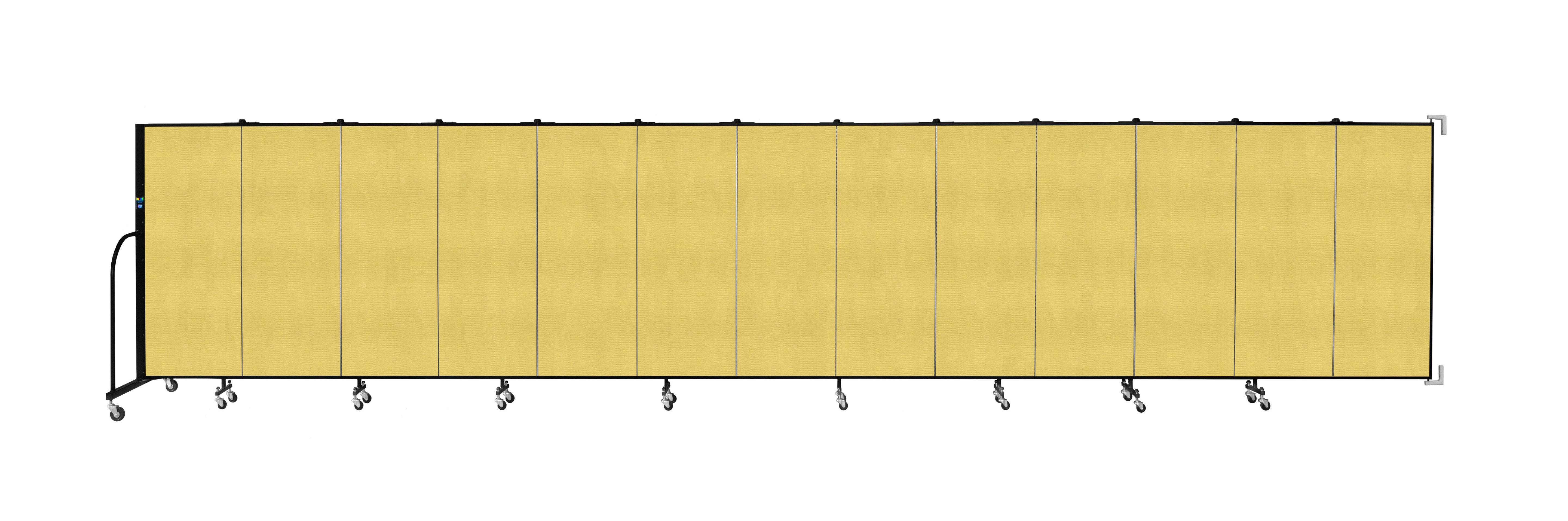 Wallmount Room Divider - 5'H x 23' 10" - 13 Panel, Primary Yellow, Fabric