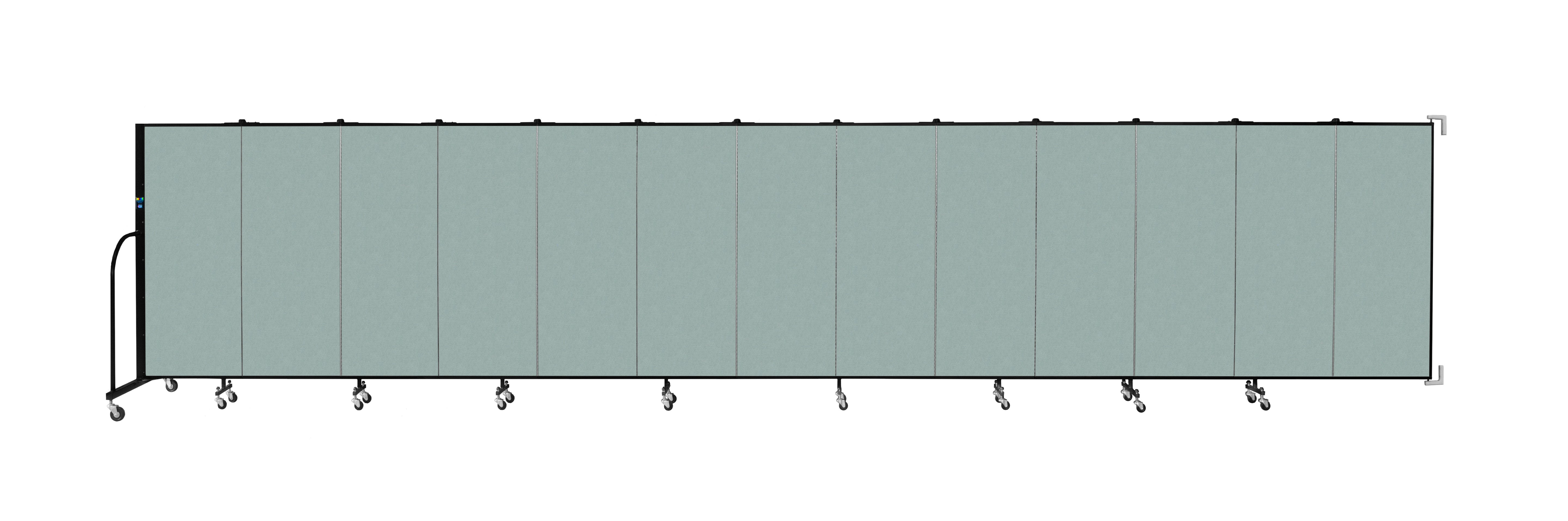 Wallmount Room Divider - 5'H x 23' 10" - 13 Panel, Sea Green, Fabric