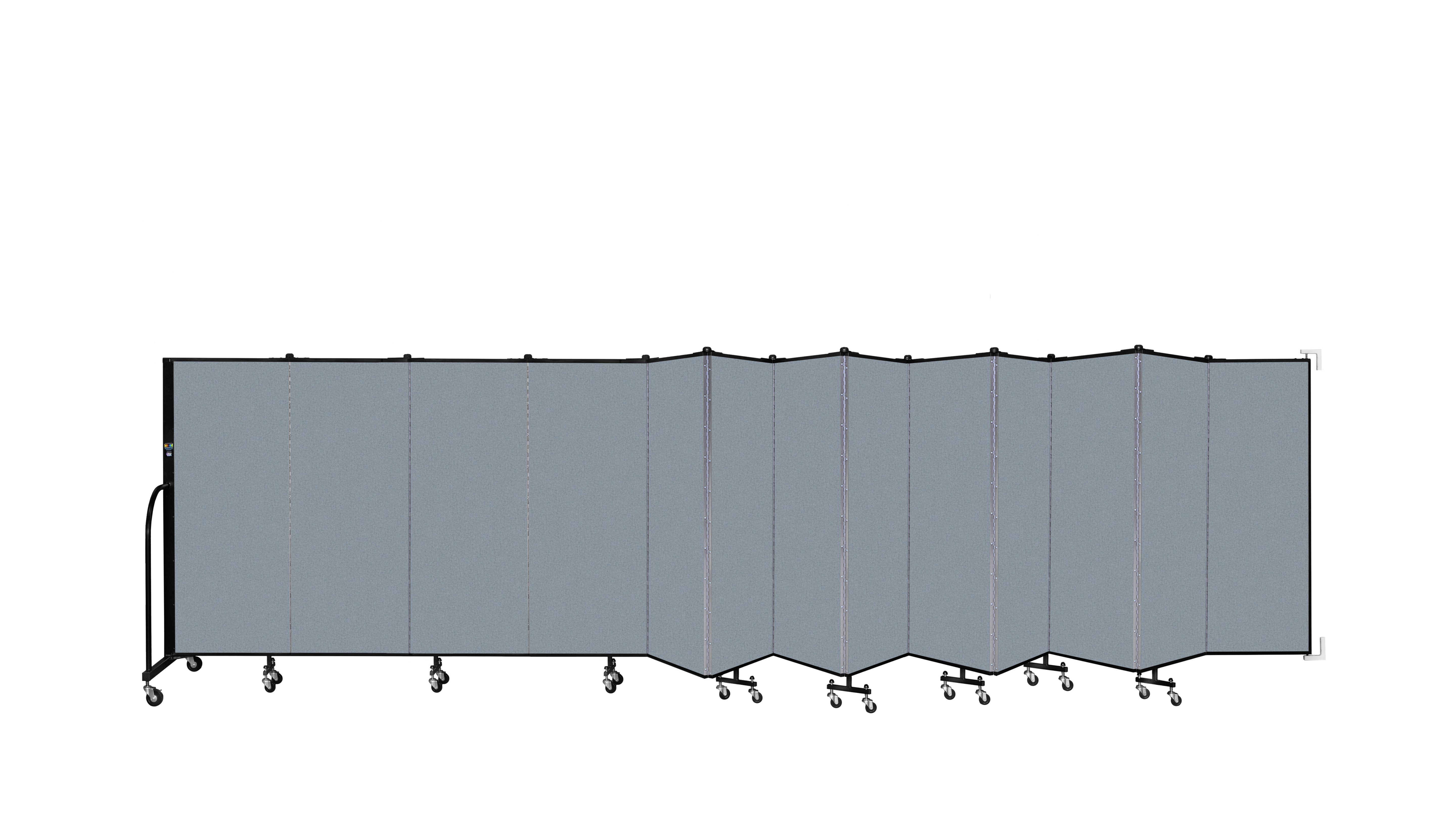 Wallmount Room Divider - 5'H x 23' 10" - 13 Panel, Blue Tide, Vinyl