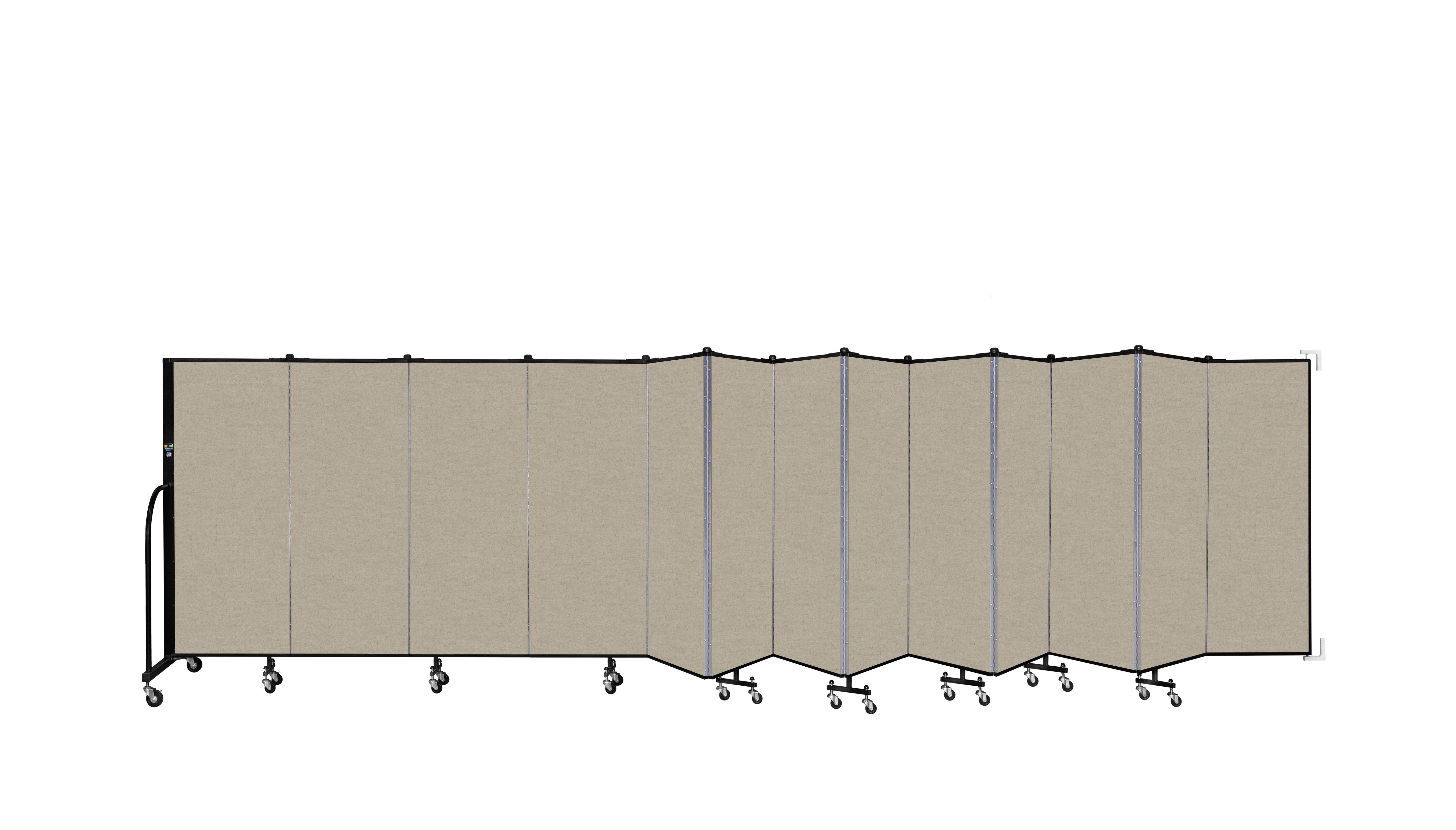 Wallmount Room Divider - 5'H x 23' 10" - 13 Panel, Hazelnut, Vinyl