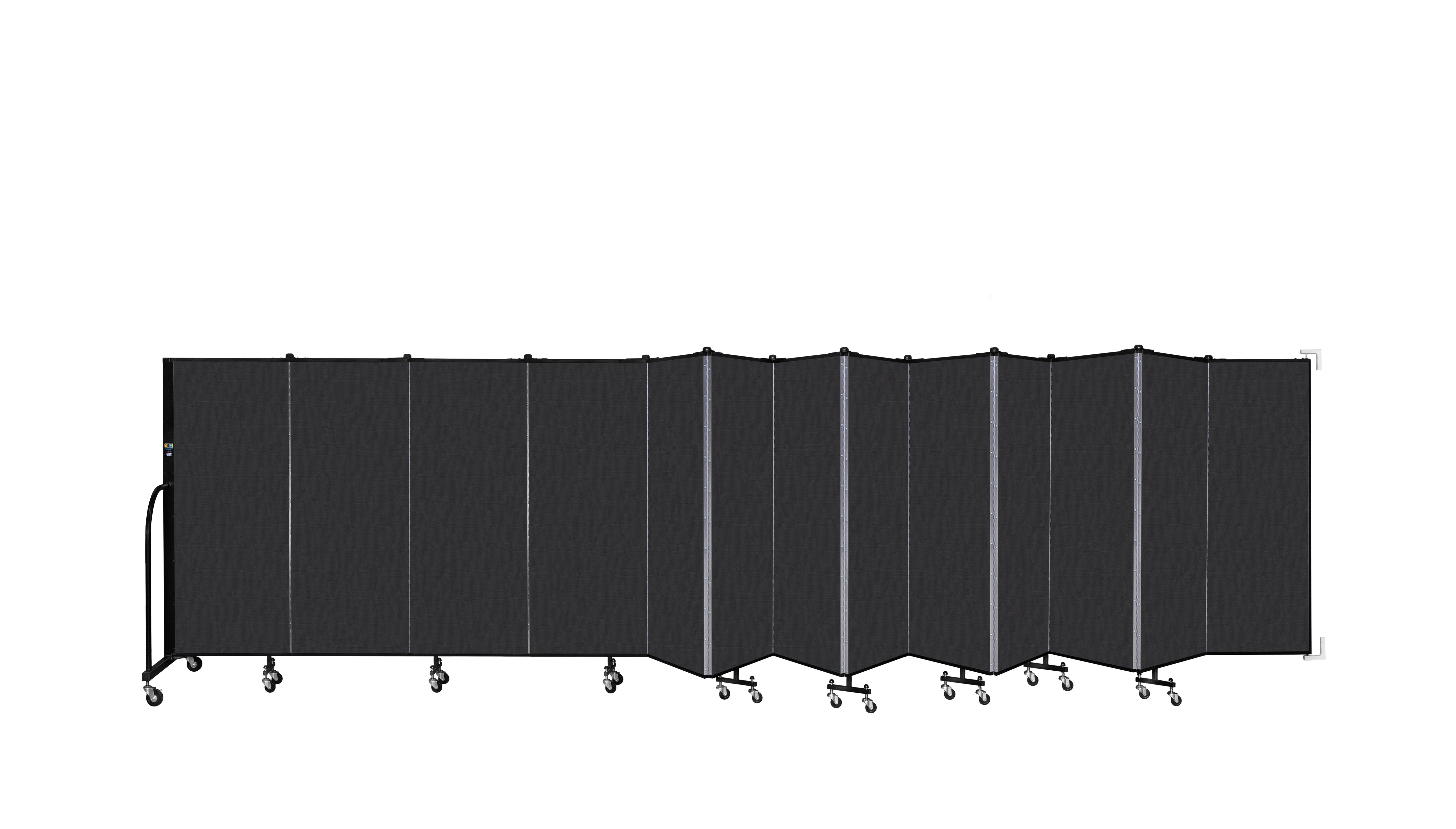 Wallmount Room Divider - 5'H x 23' 10" - 13 Panel, Coal, Vinyl