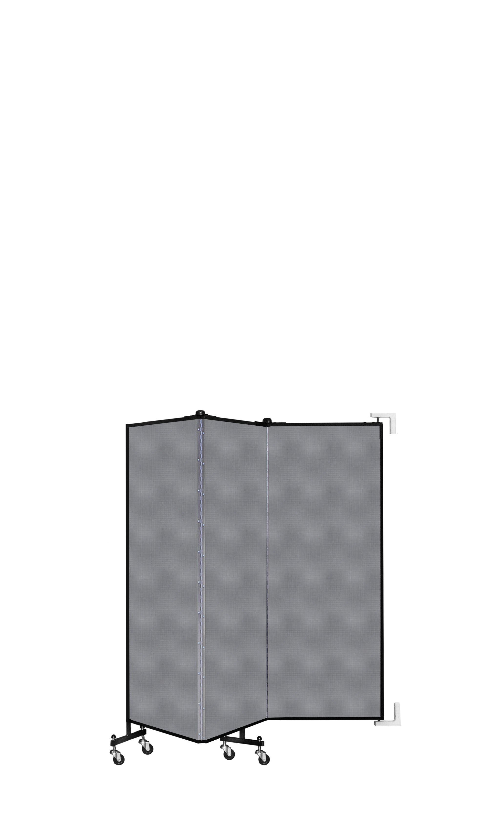 Wallmount Room Divider - 5'H x 5' 6"L - 3 Panel, Stone, Fabric