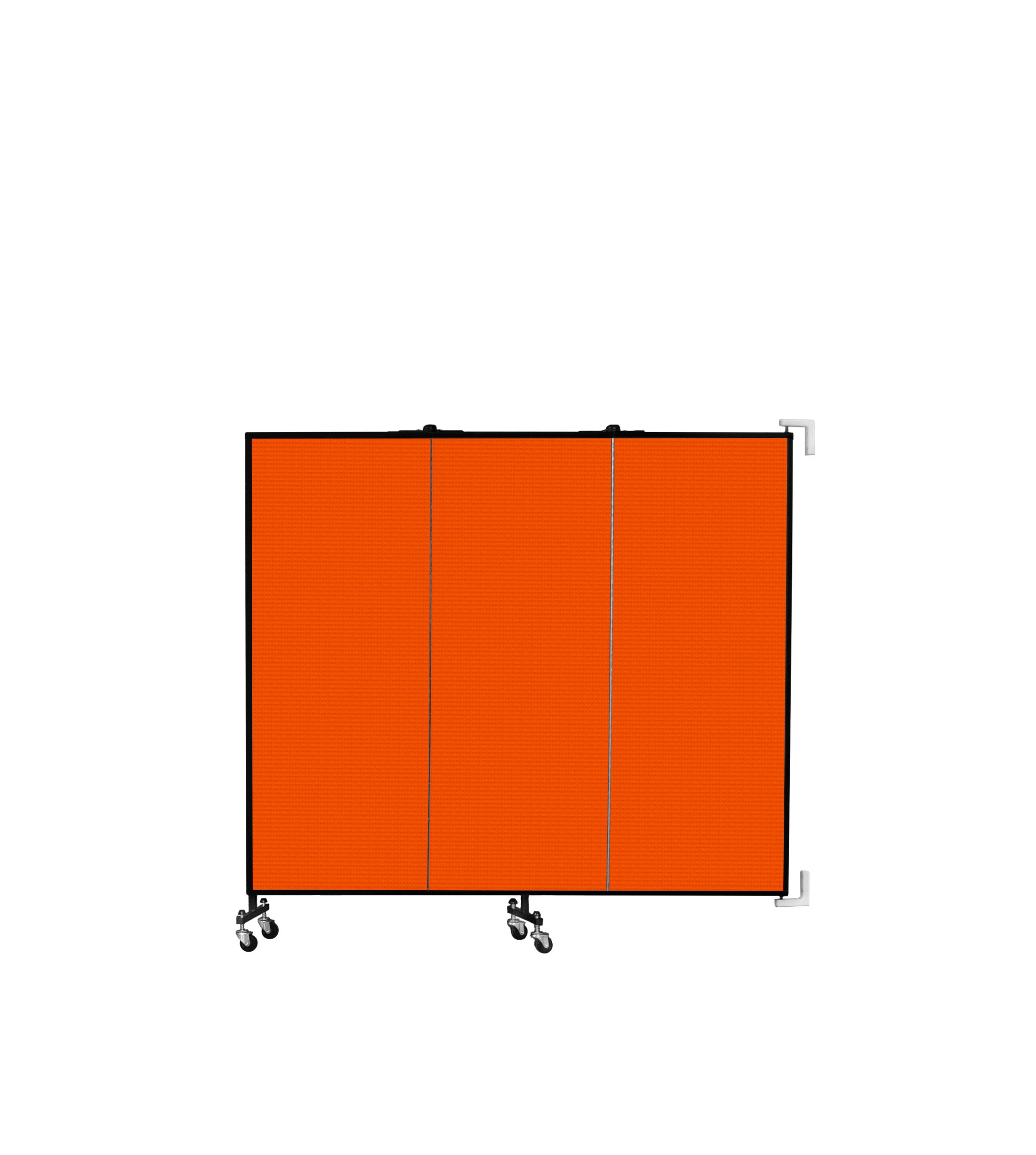 Wallmount Room Divider - 5'H x 5' 6"L - 3 Panel, Orange, Fabric