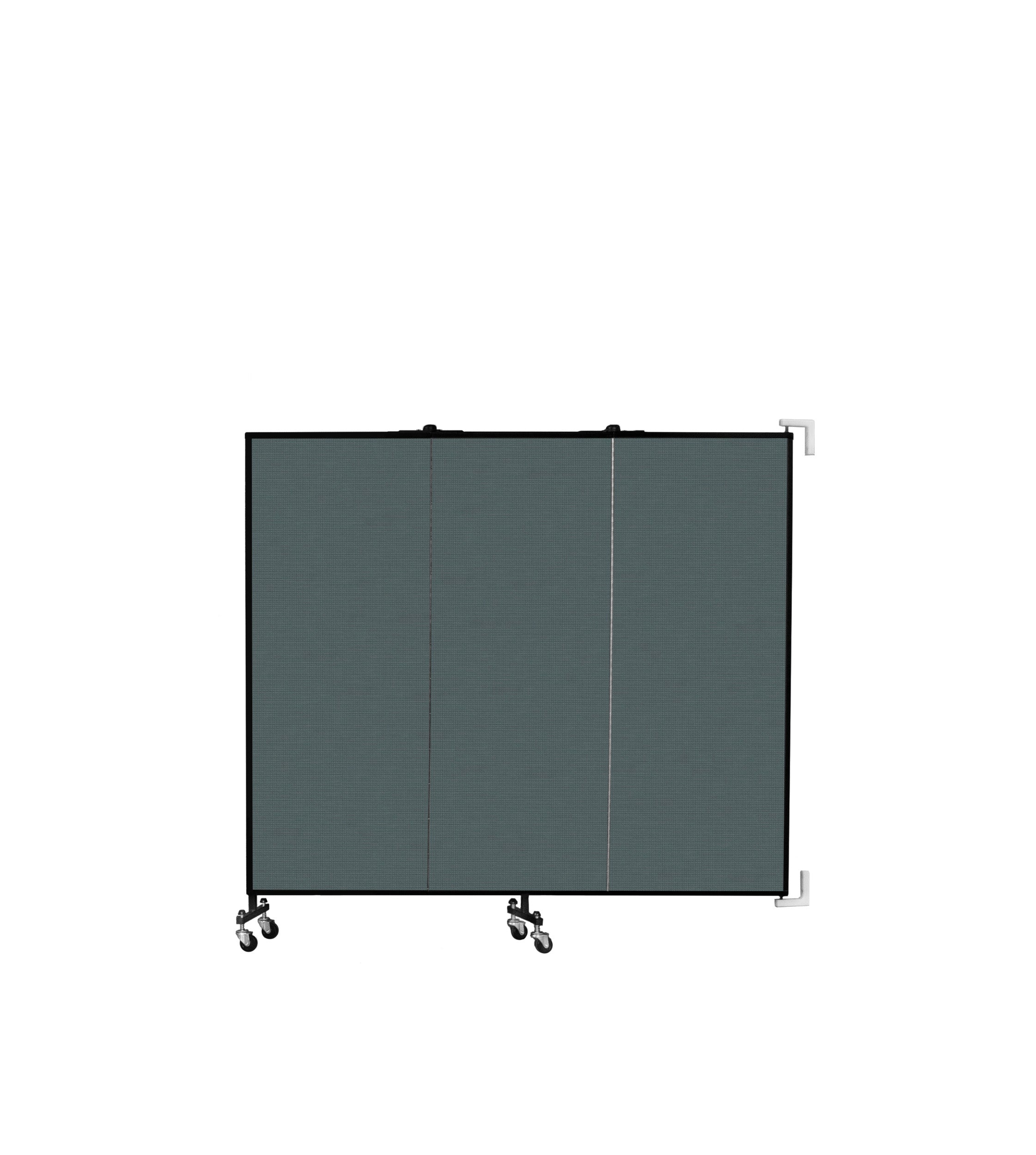 Wallmount Room Divider - 5'H x 5' 6"L - 3 Panel, Mallard, Fabric