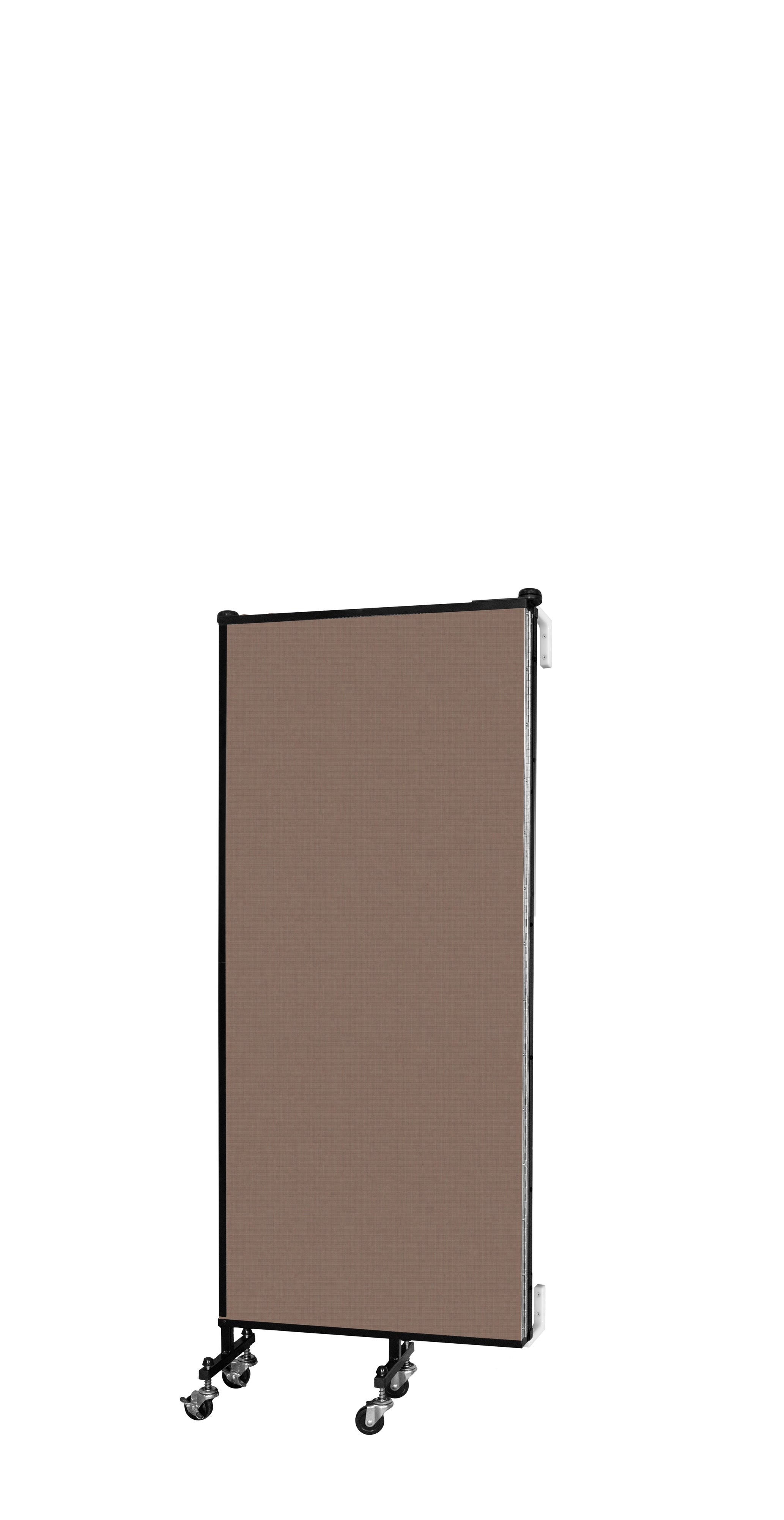 Wallmount Room Divider - 5'H x 5' 6"L - 3 Panel, Walnut, Fabric