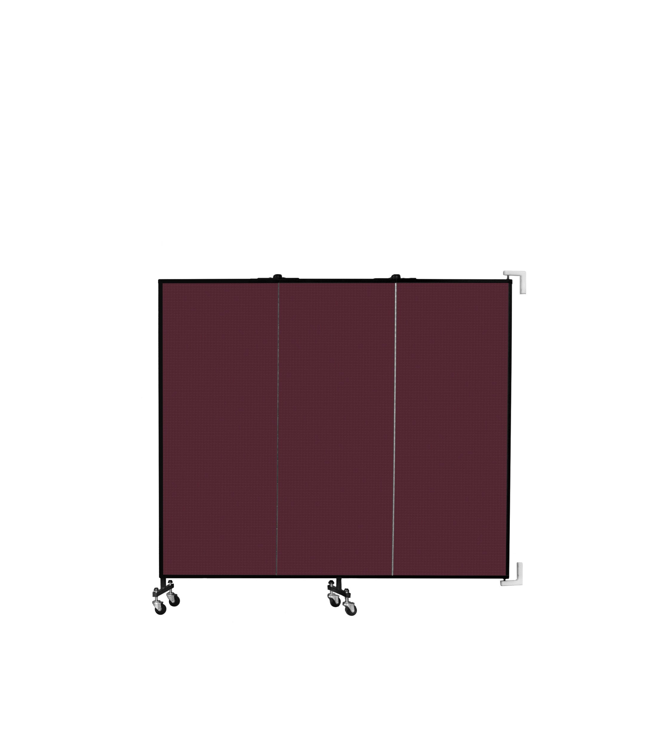 Wallmount Room Divider - 5'H x 5' 6"L - 3 Panel, Purple, Fabric