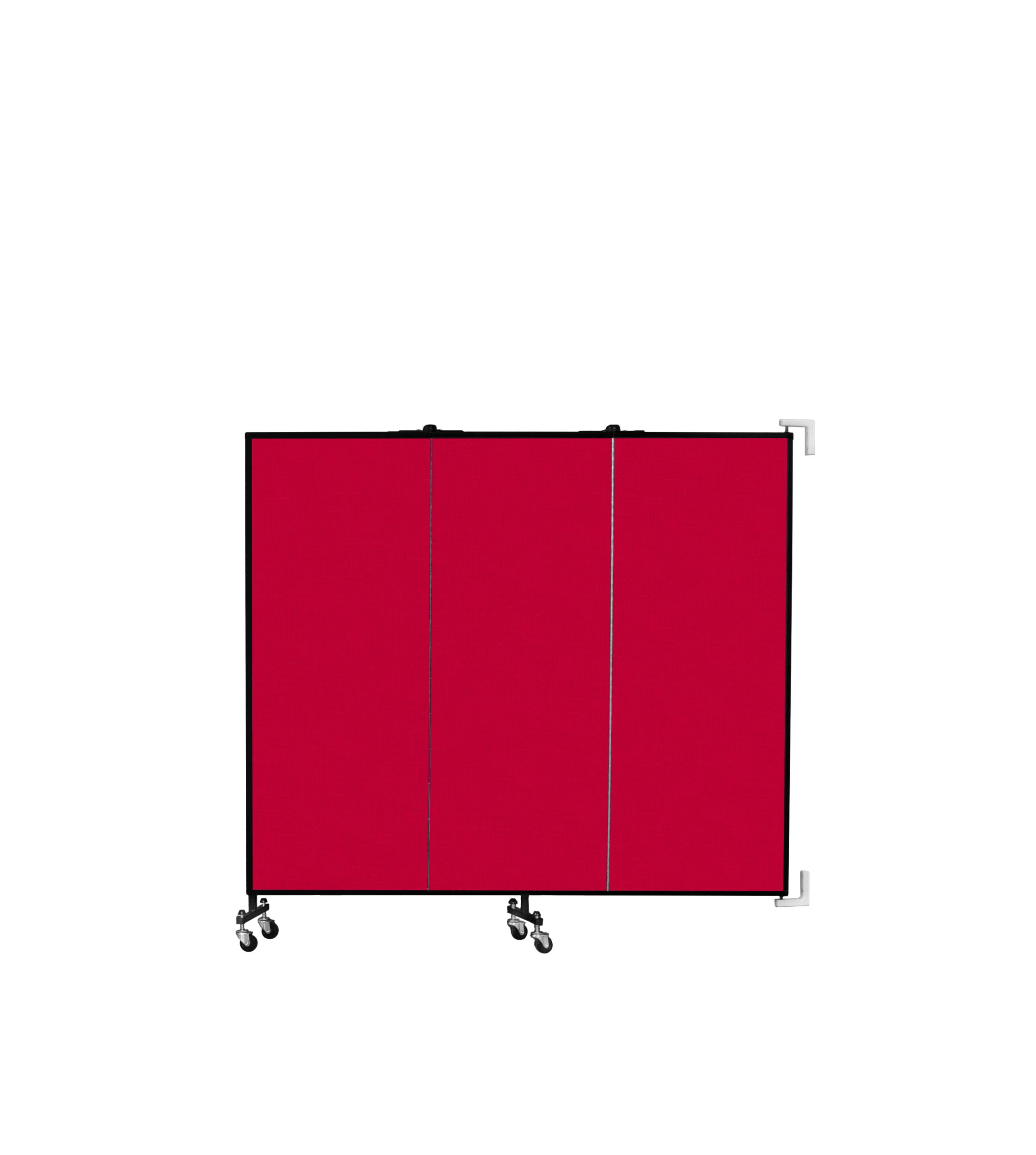 Wallmount Room Divider - 5'H x 5' 6"L - 3 Panel, Primary Red, Fabric