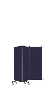 Wallmount Room Divider - 5'H x 5' 6"L - 3 Panel, Navy, Fabric