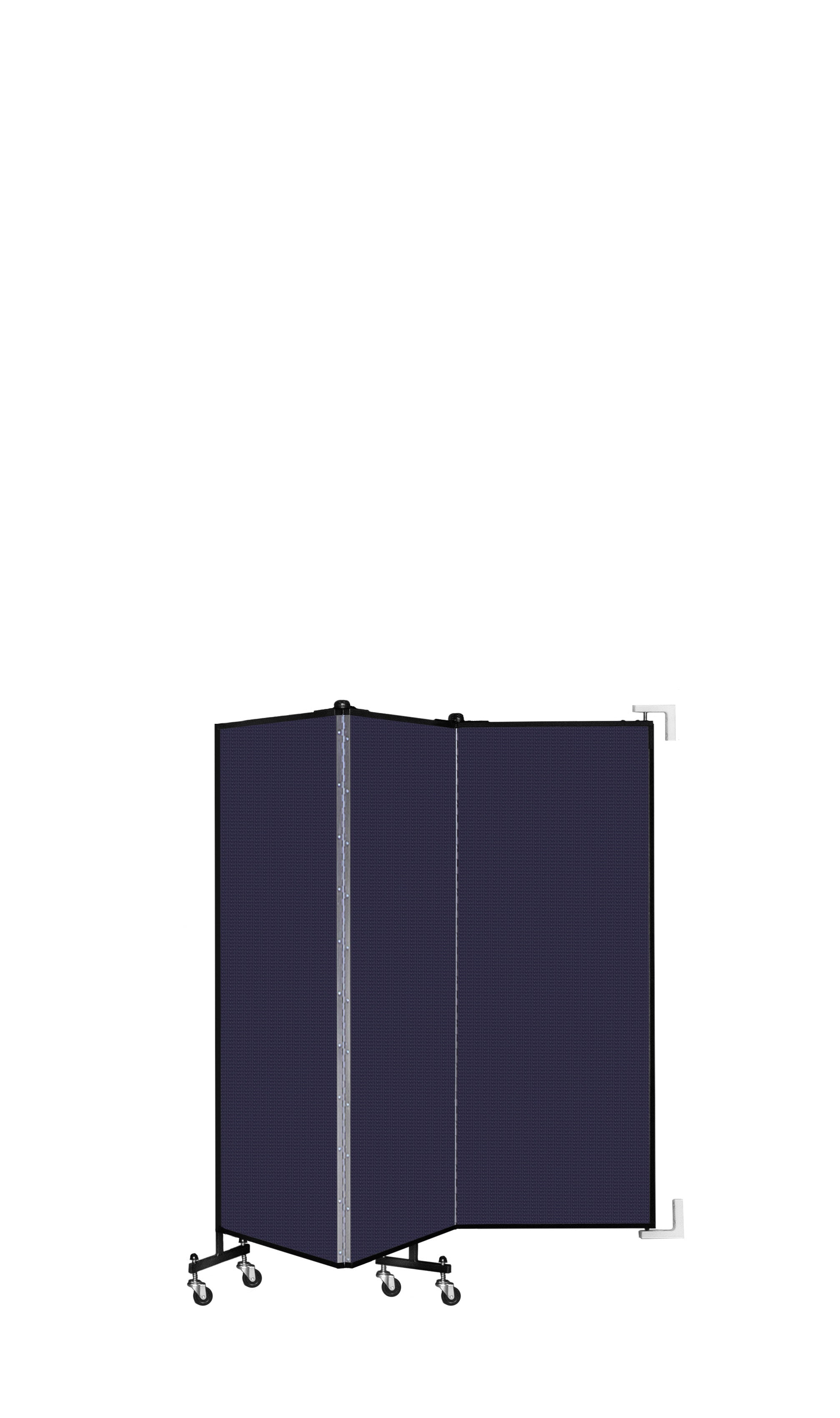 Wallmount Room Divider - 5'H x 5' 6"L - 3 Panel, Navy, Fabric