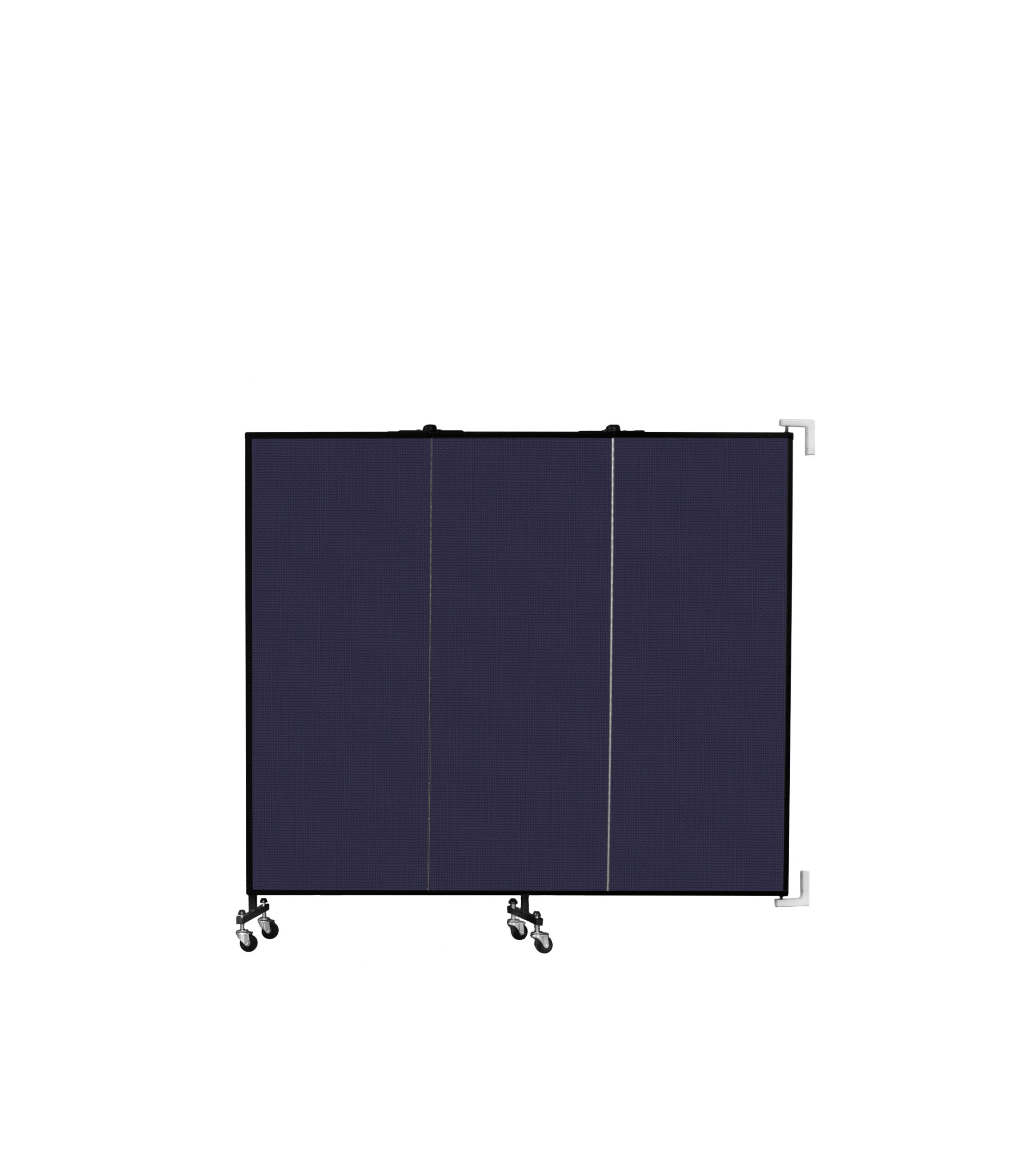 Wallmount Room Divider - 5'H x 5' 6"L - 3 Panel, Navy, Fabric