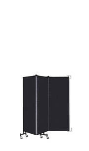 Wallmount Room Divider - 5'H x 5' 6"L - 3 Panel, Black, Fabric
