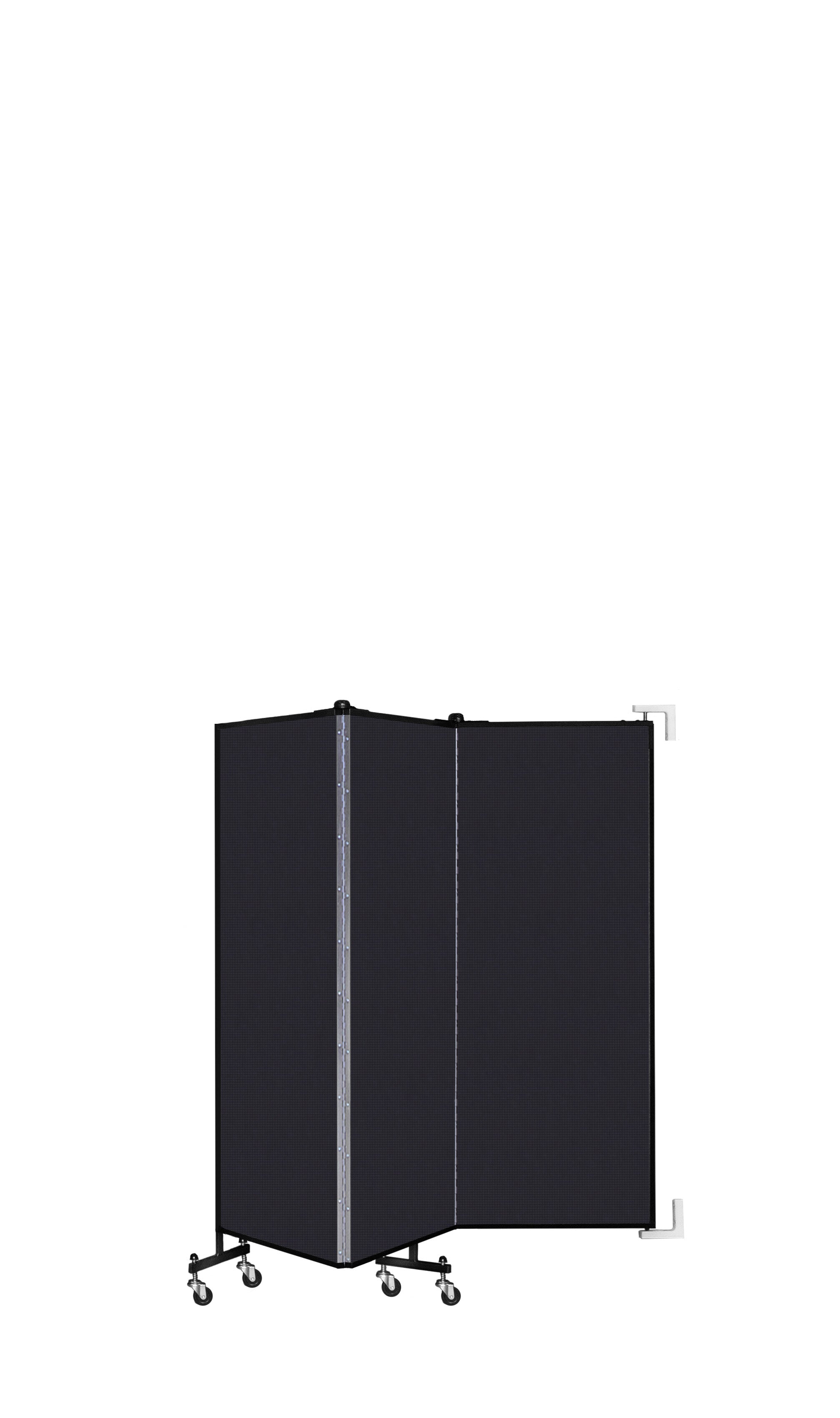 Wallmount Room Divider - 5'H x 5' 6"L - 3 Panel, Black, Fabric