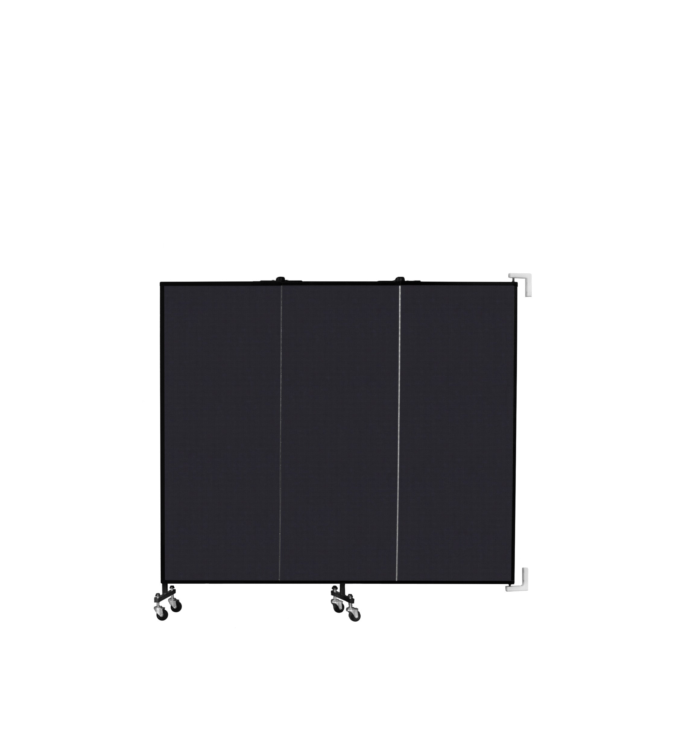 Wallmount Room Divider - 5'H x 5' 6"L - 3 Panel, Black, Fabric