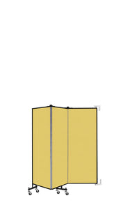 Wallmount Room Divider - 5'H x 5' 6"L - 3 Panel, Primary Yellow, Fabric