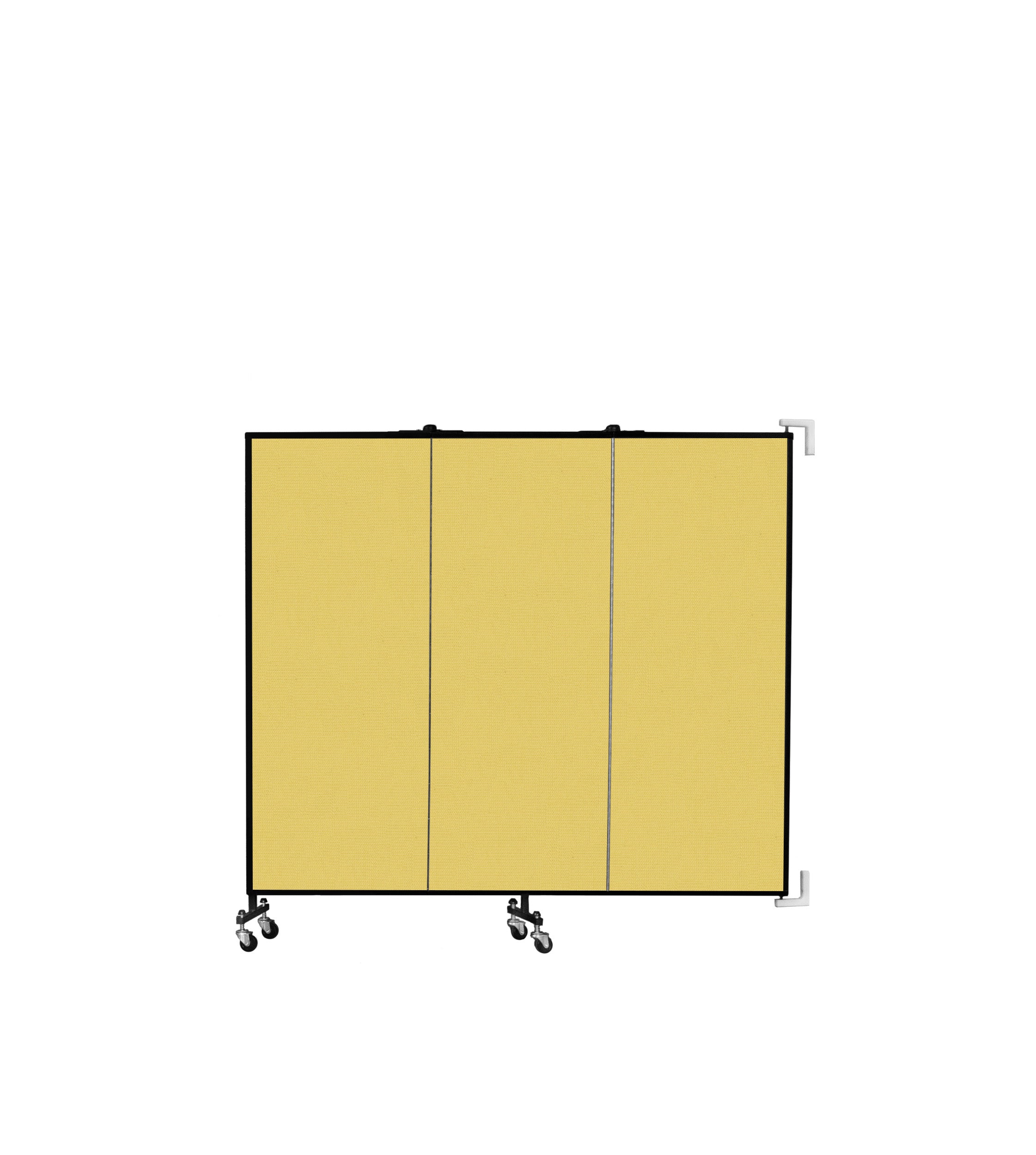 Wallmount Room Divider - 5'H x 5' 6"L - 3 Panel, Primary Yellow, Fabric