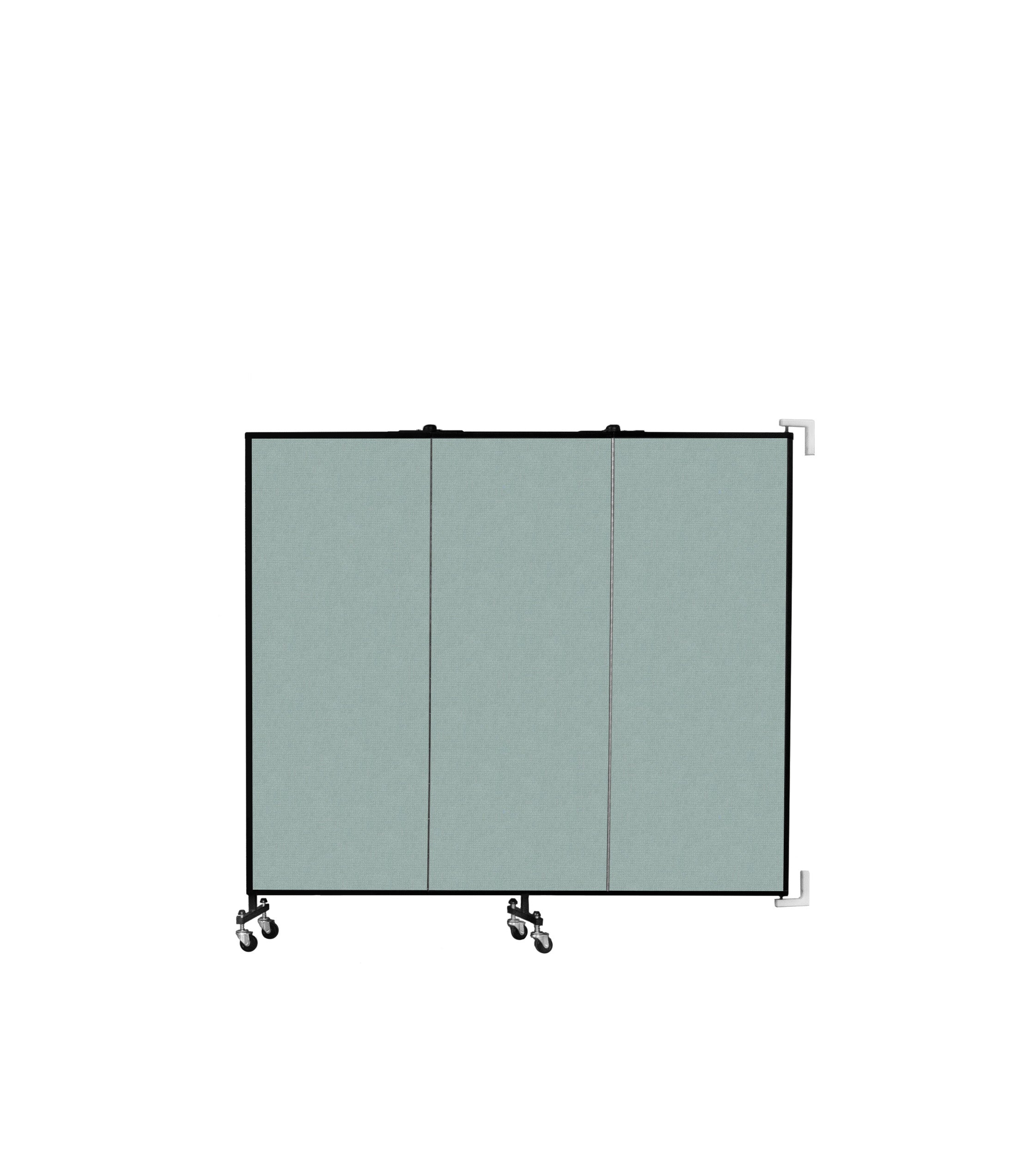 Wallmount Room Divider - 5'H x 5' 6"L - 3 Panel, Sea Green, Fabric