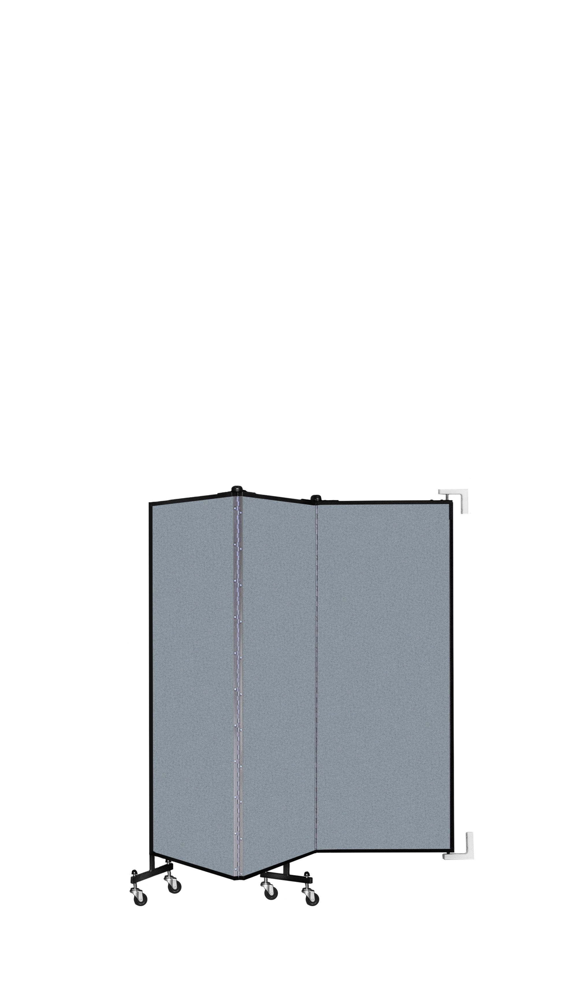 Wallmount Room Divider - 5'H x 5' 6"L - 3 Panel, Blue Tide, Vinyl