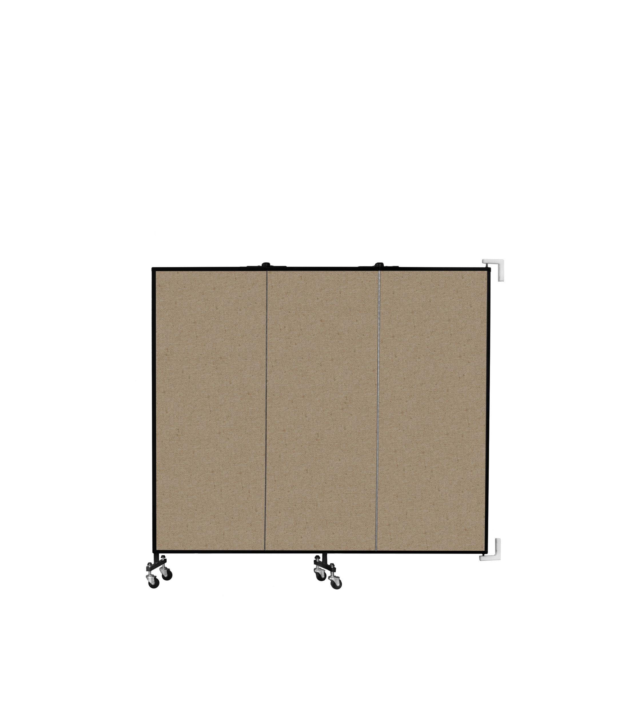 Wallmount Room Divider - 5'H x 5' 6"L - 3 Panel, Sandalwood, Vinyl