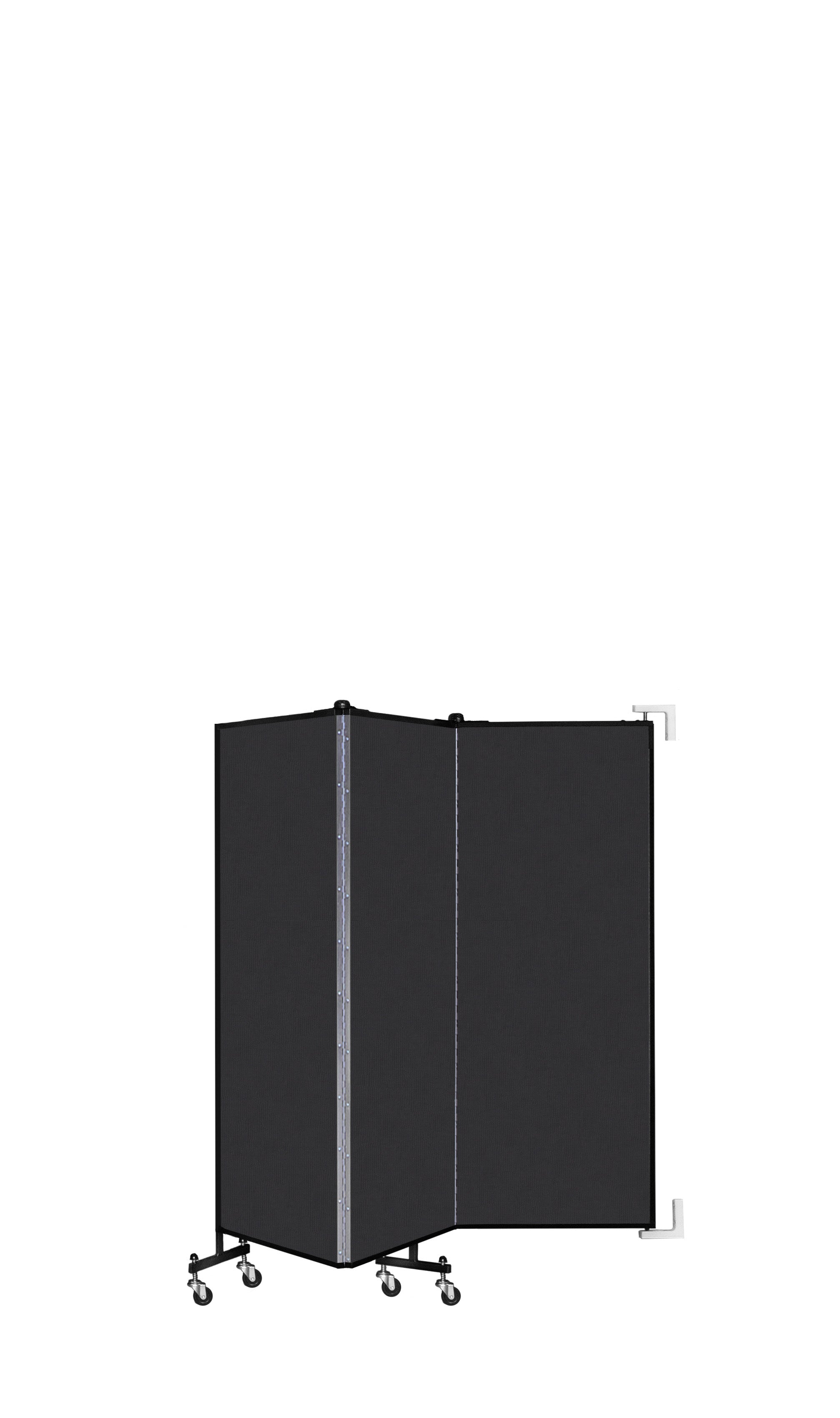 Wallmount Room Divider - 5'H x 5' 6"L - 3 Panel, Coal, Vinyl