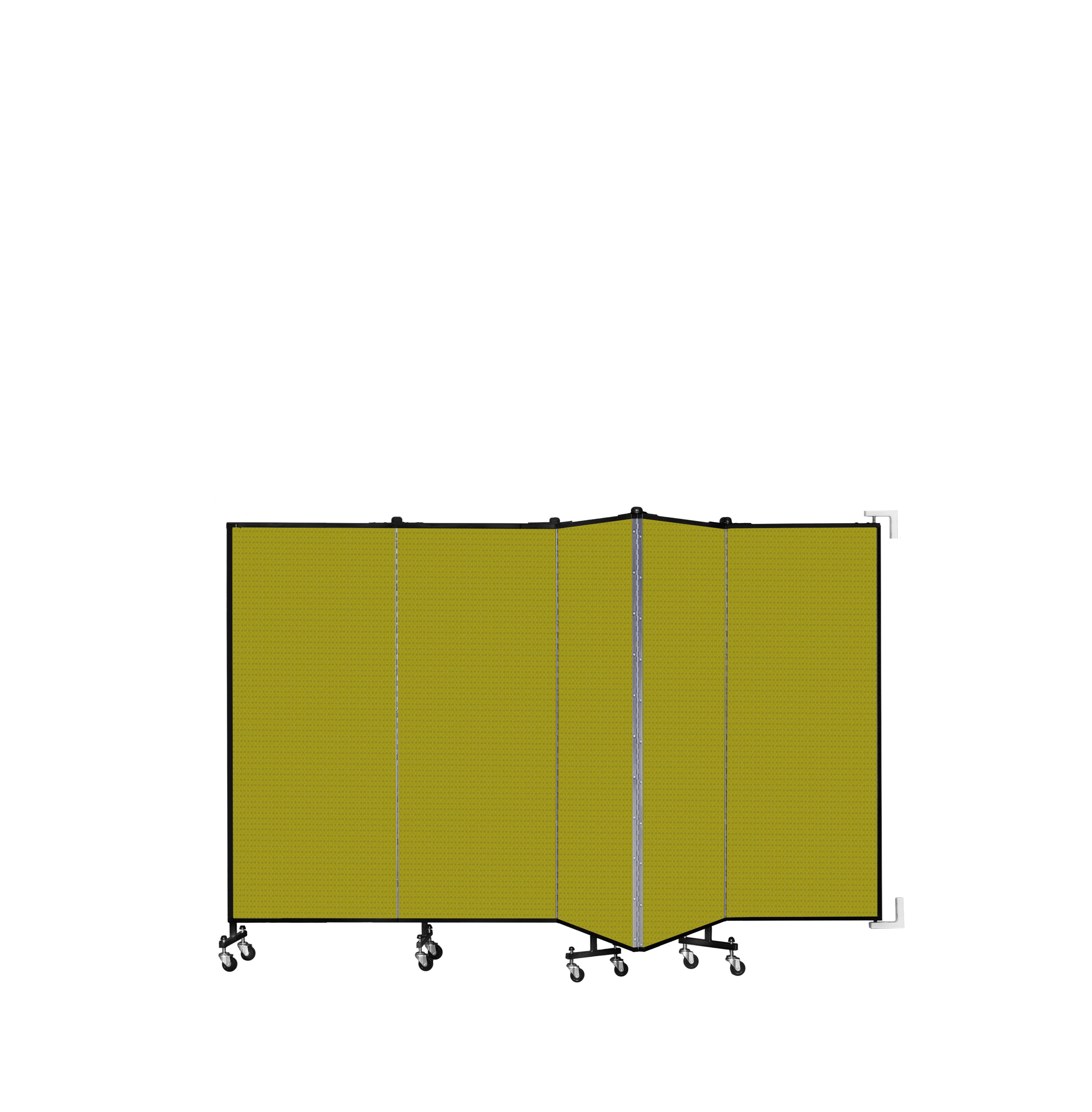 Wallmount Room Divider - 5'H x 9' 2"L - 5 Panel, Apple Green, Fabric