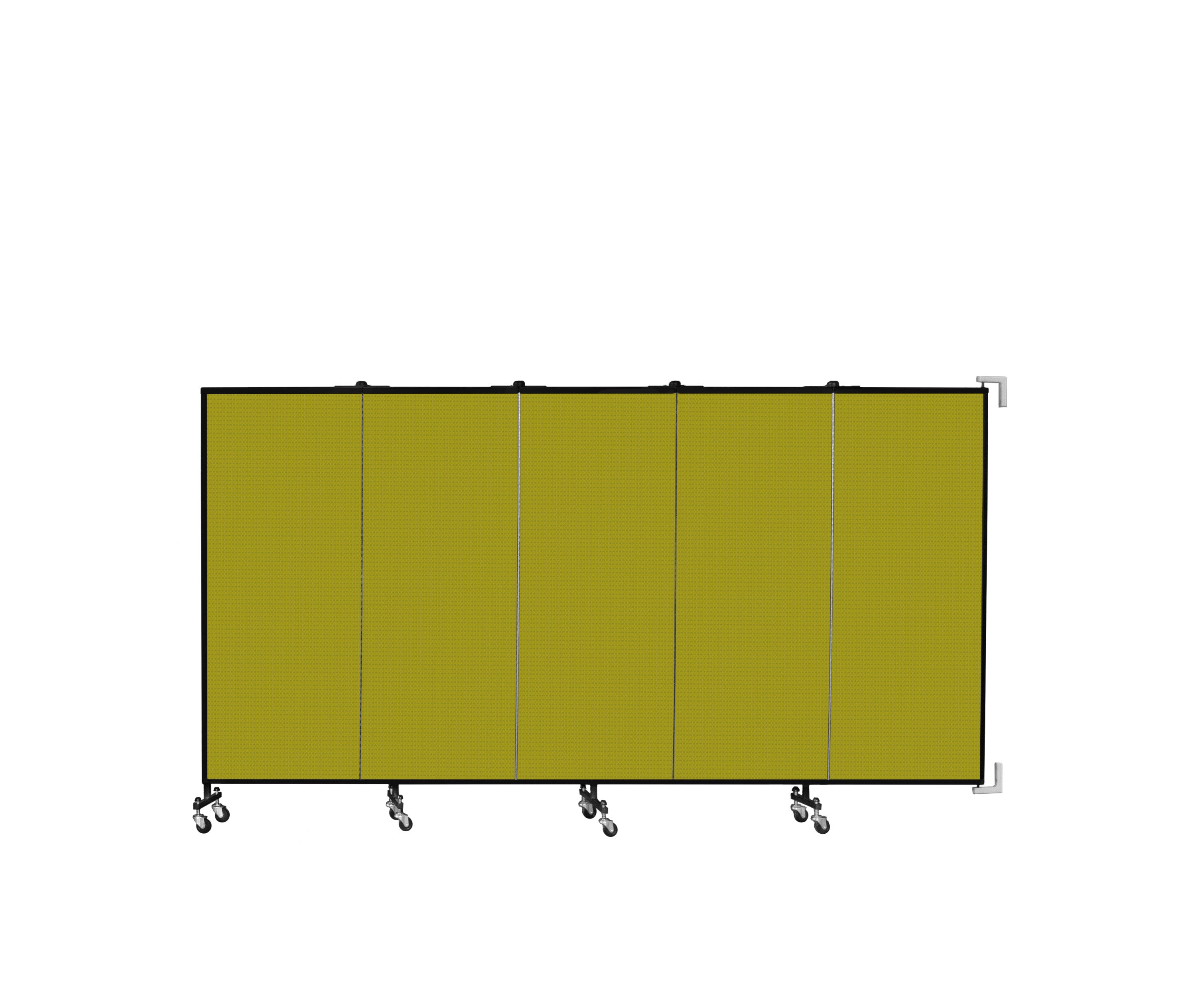 Wallmount Room Divider - 5'H x 9' 2"L - 5 Panel, Apple Green, Fabric