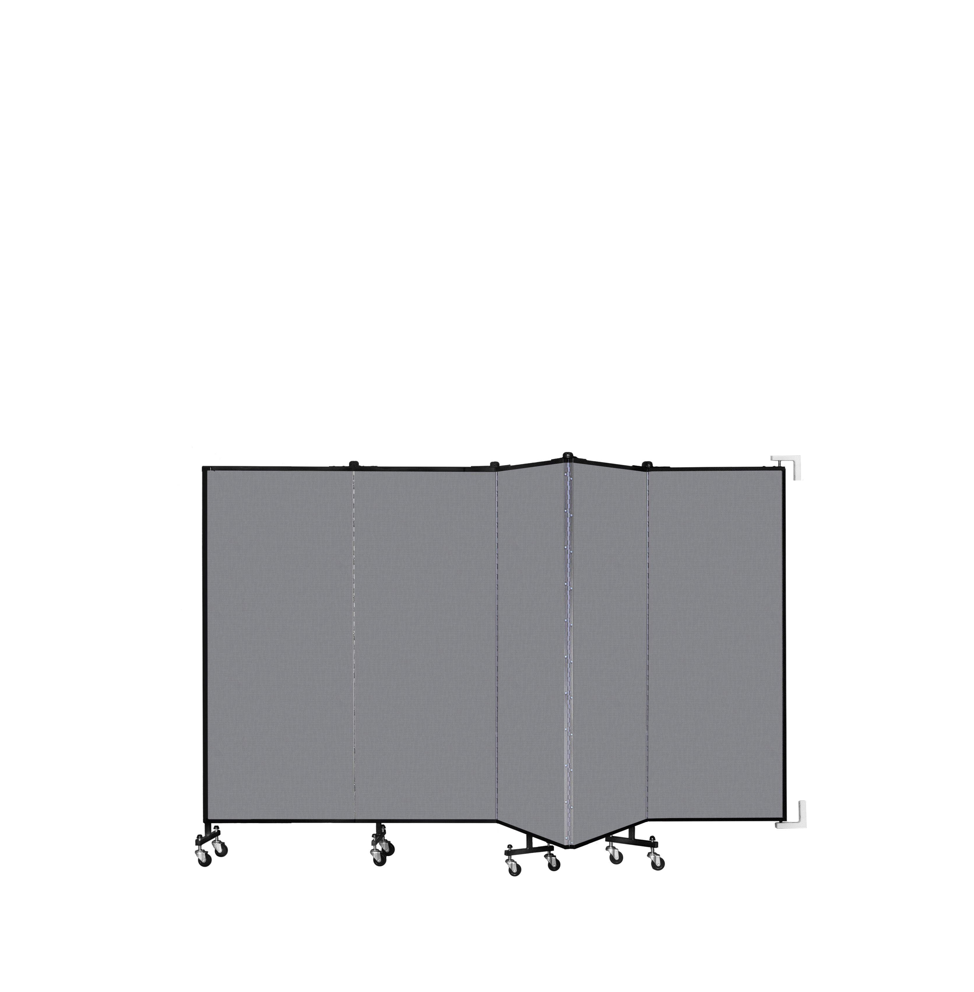 Wallmount Room Divider - 5'H x 9' 2"L - 5 Panel, Stone, Fabric