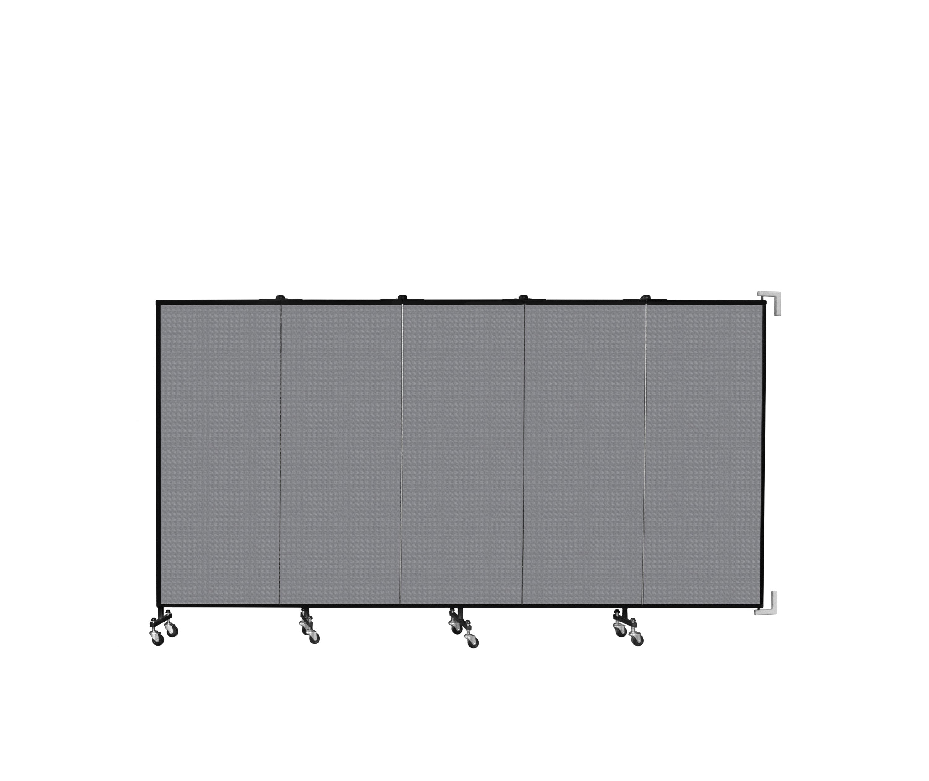 Wallmount Room Divider - 5'H x 9' 2"L - 5 Panel, Stone, Fabric