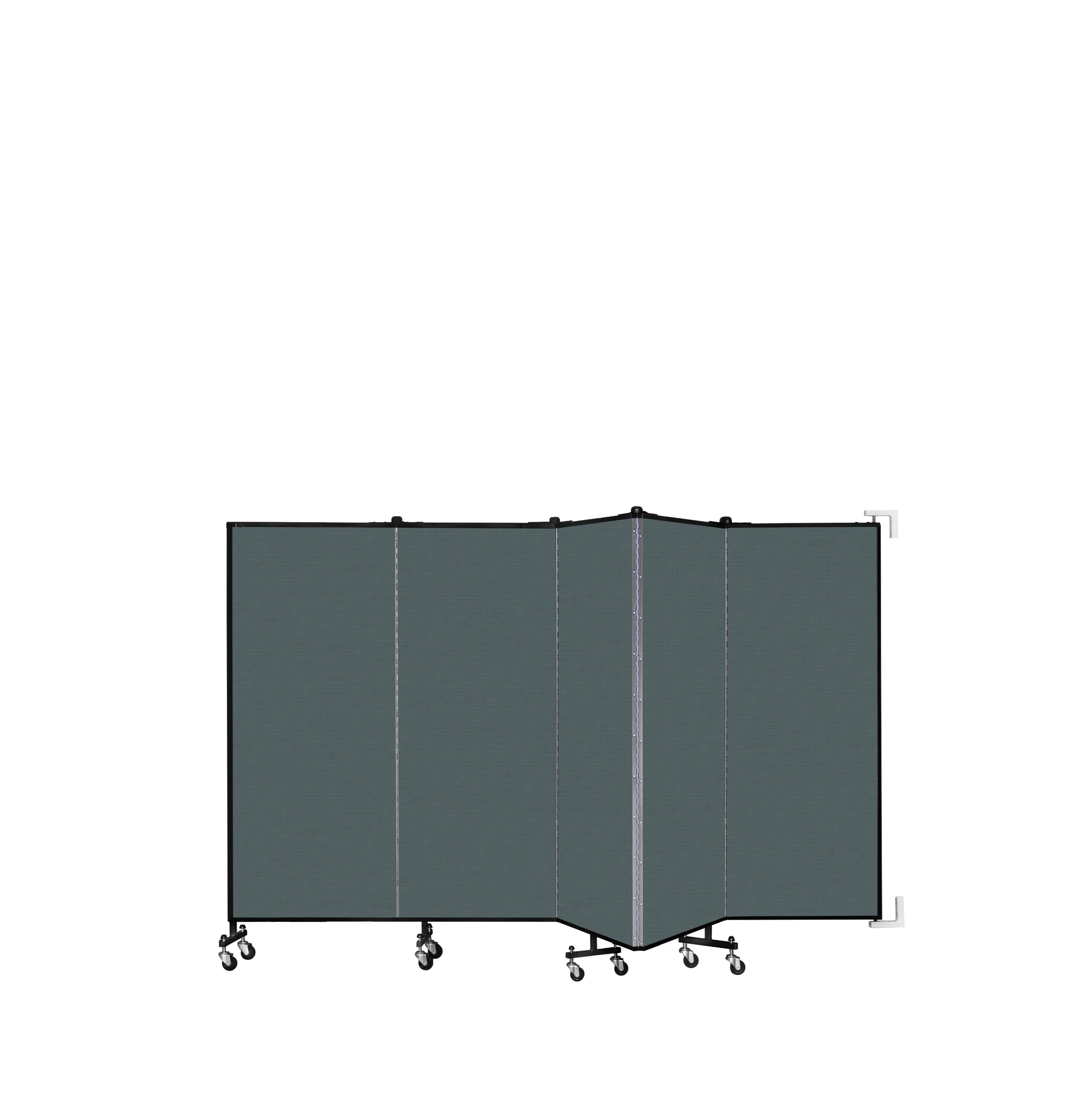Wallmount Room Divider - 5'H x 9' 2"L - 5 Panel, Mallard, Fabric
