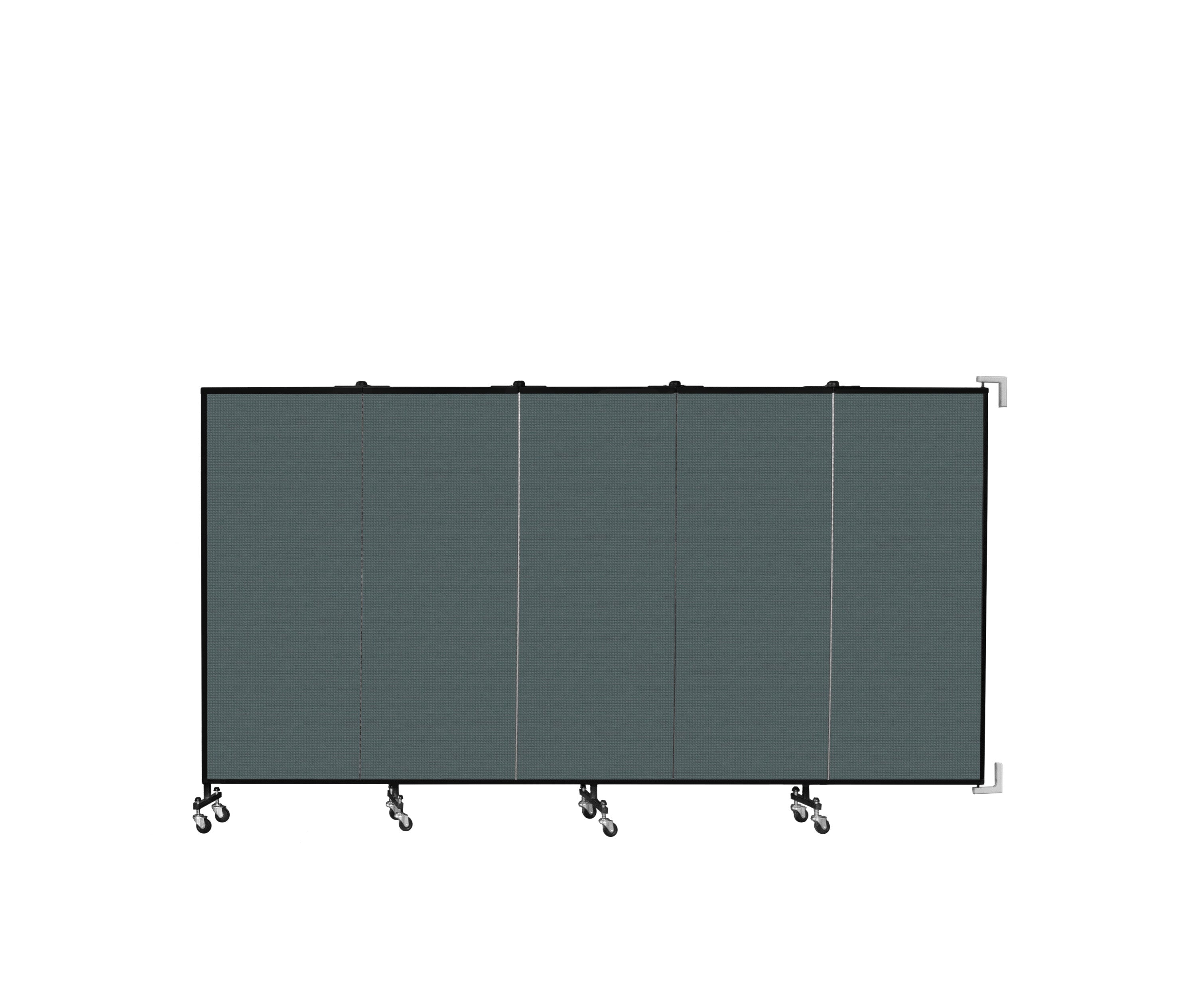 Wallmount Room Divider - 5'H x 9' 2"L - 5 Panel, Mallard, Fabric