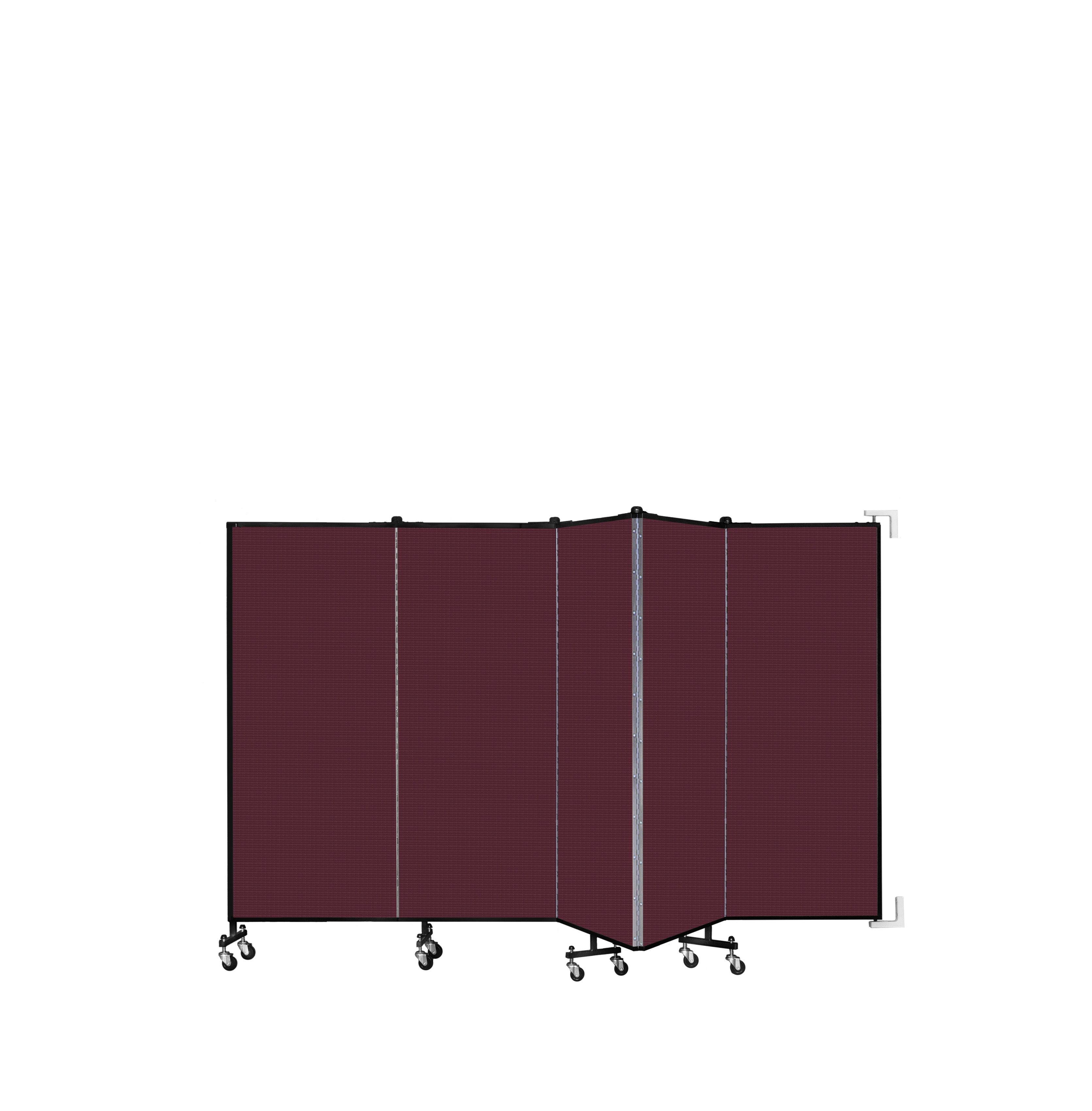 Wallmount Room Divider - 5'H x 9' 2"L - 5 Panel, Purple, Fabric