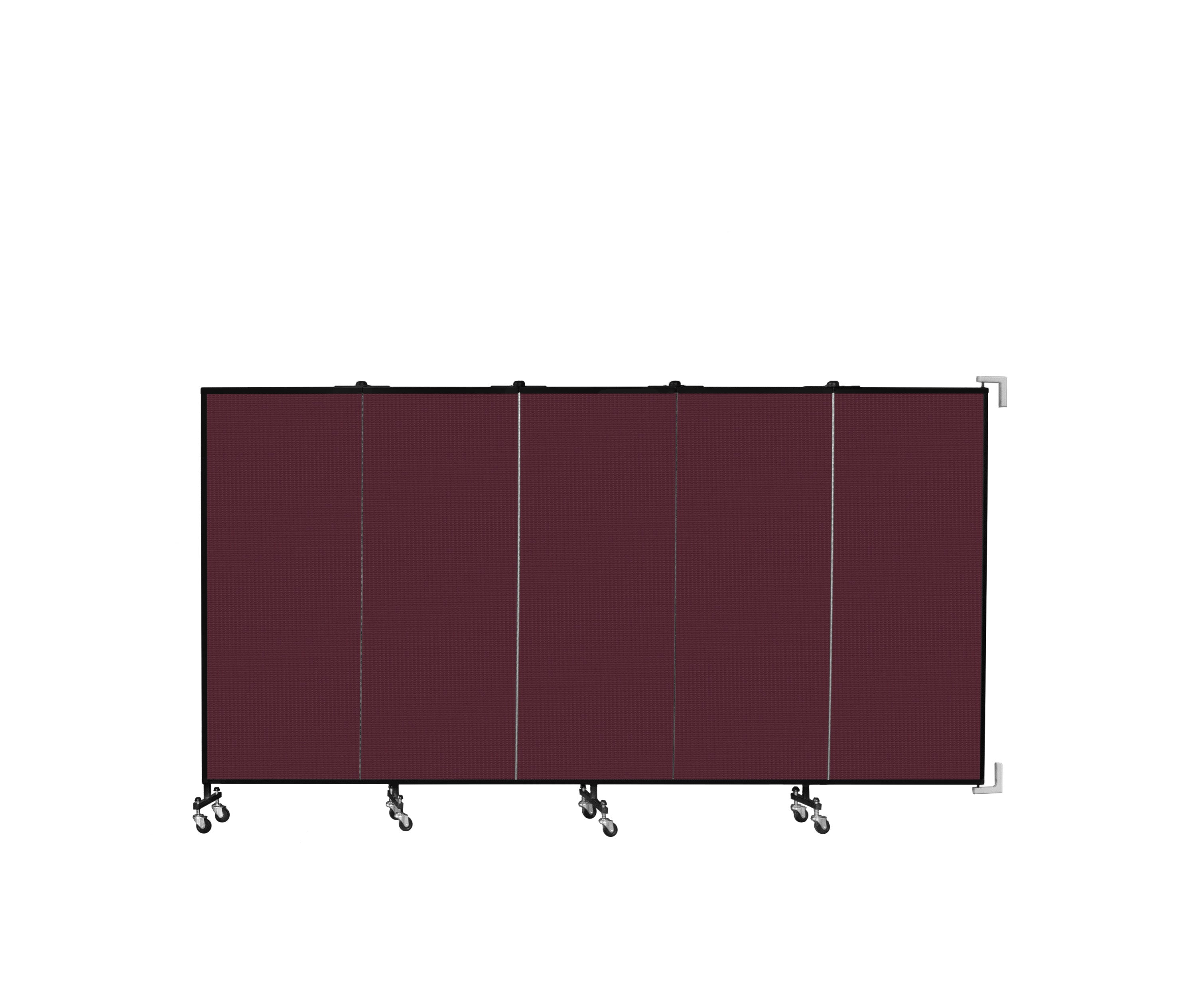Wallmount Room Divider - 5'H x 9' 2"L - 5 Panel, Purple, Fabric