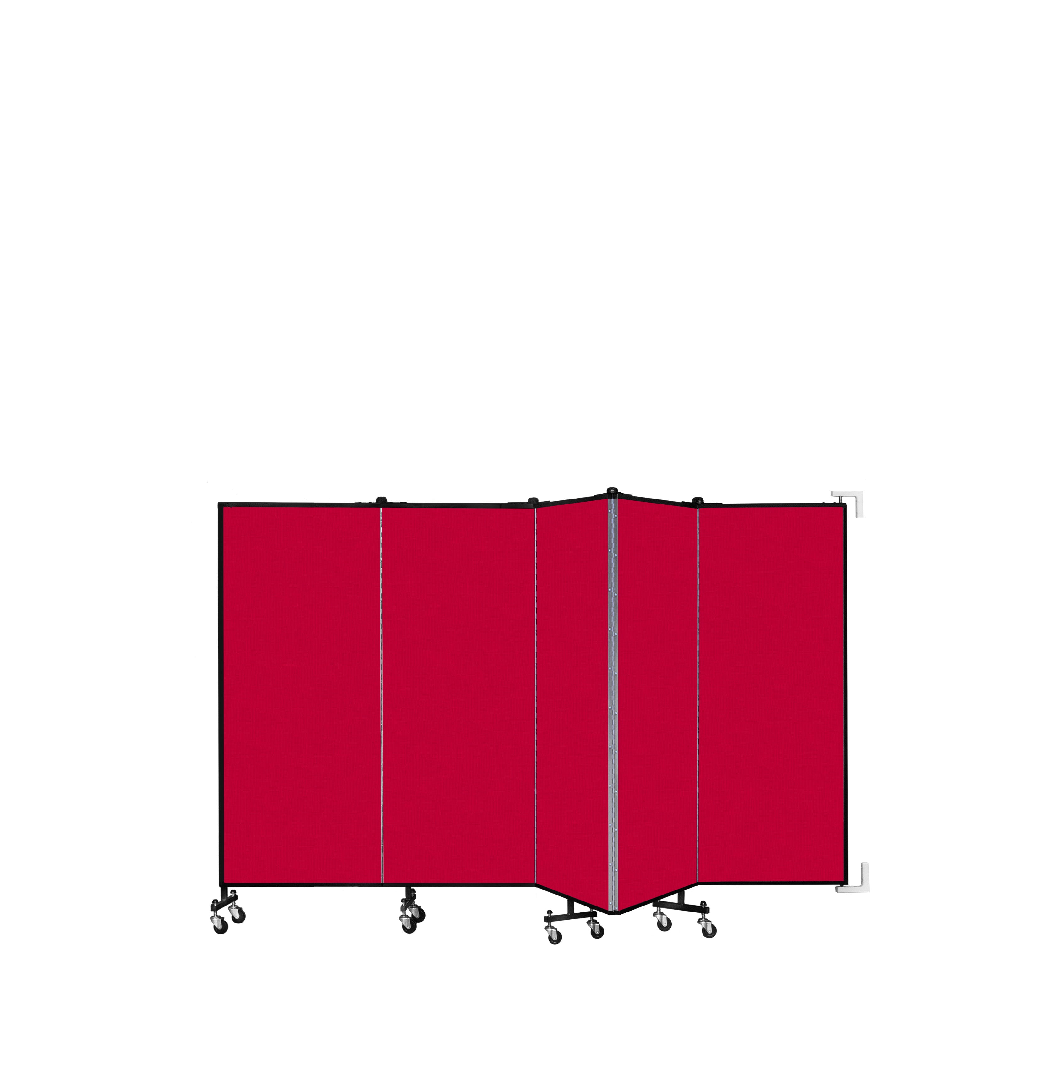 Wallmount Room Divider - 5'H x 9' 2"L - 5 Panel, Primary Red, Fabric