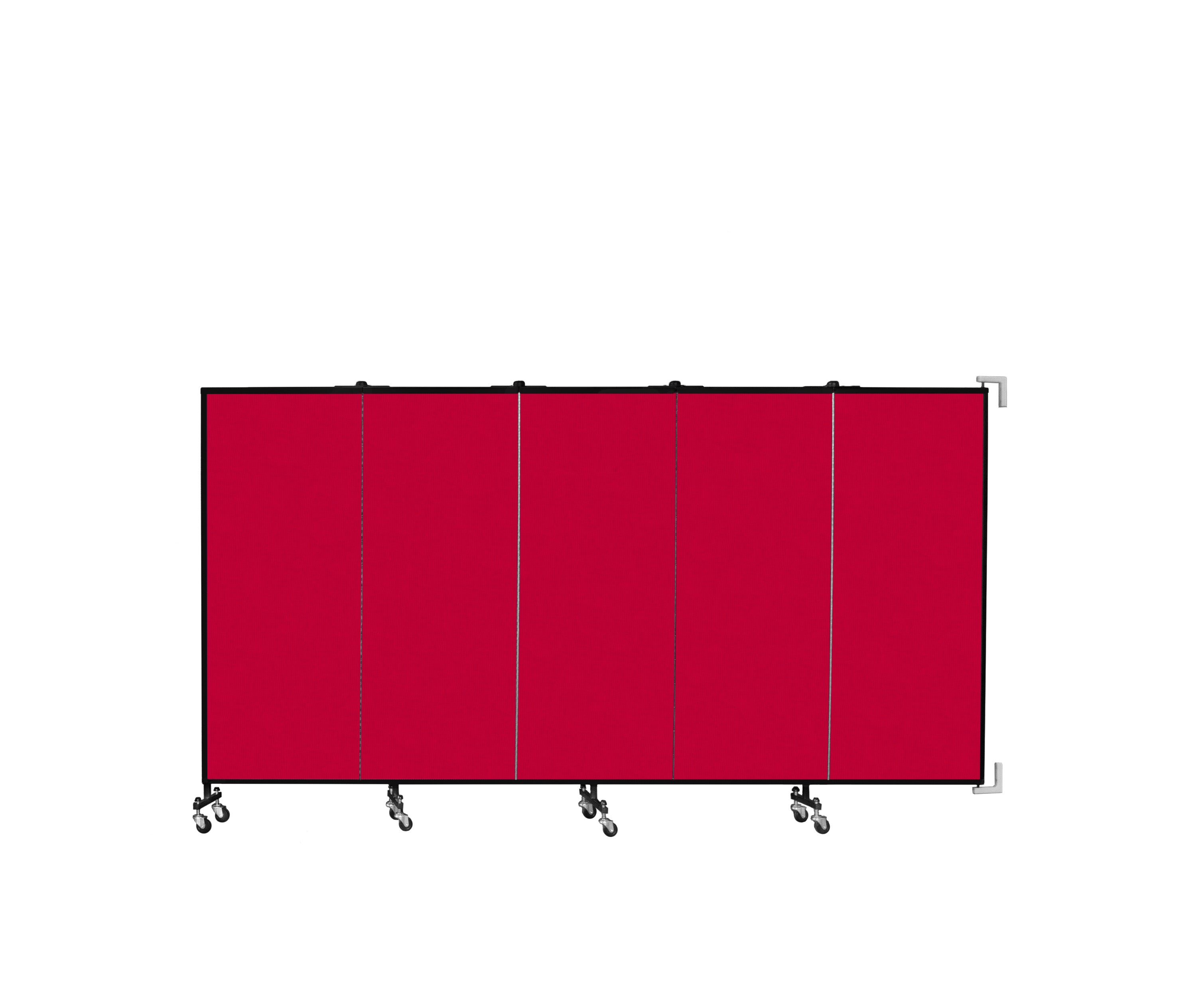 Wallmount Room Divider - 5'H x 9' 2"L - 5 Panel, Primary Red, Fabric