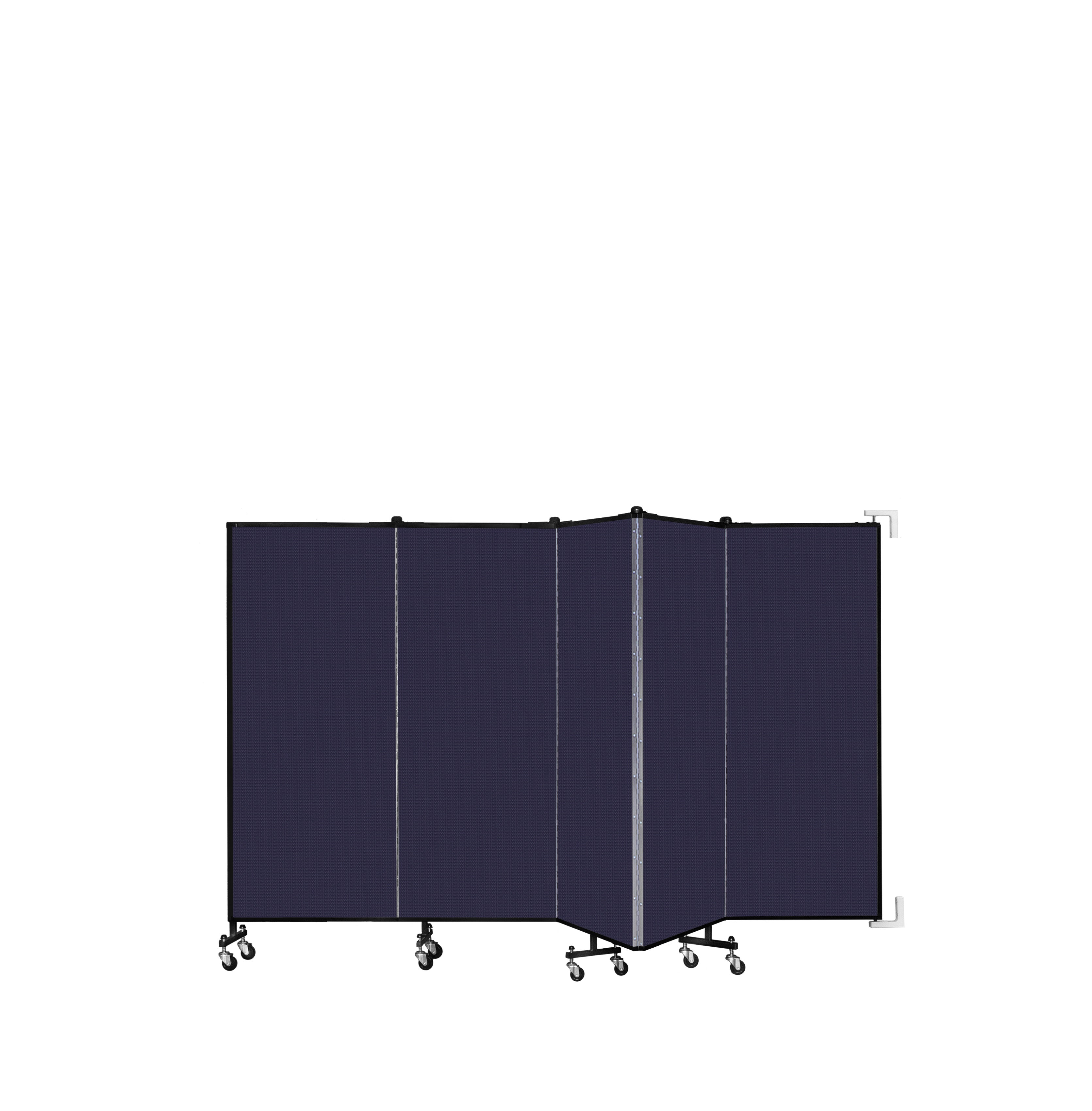 Wallmount Room Divider - 5'H x 9' 2"L - 5 Panel, Navy, Fabric
