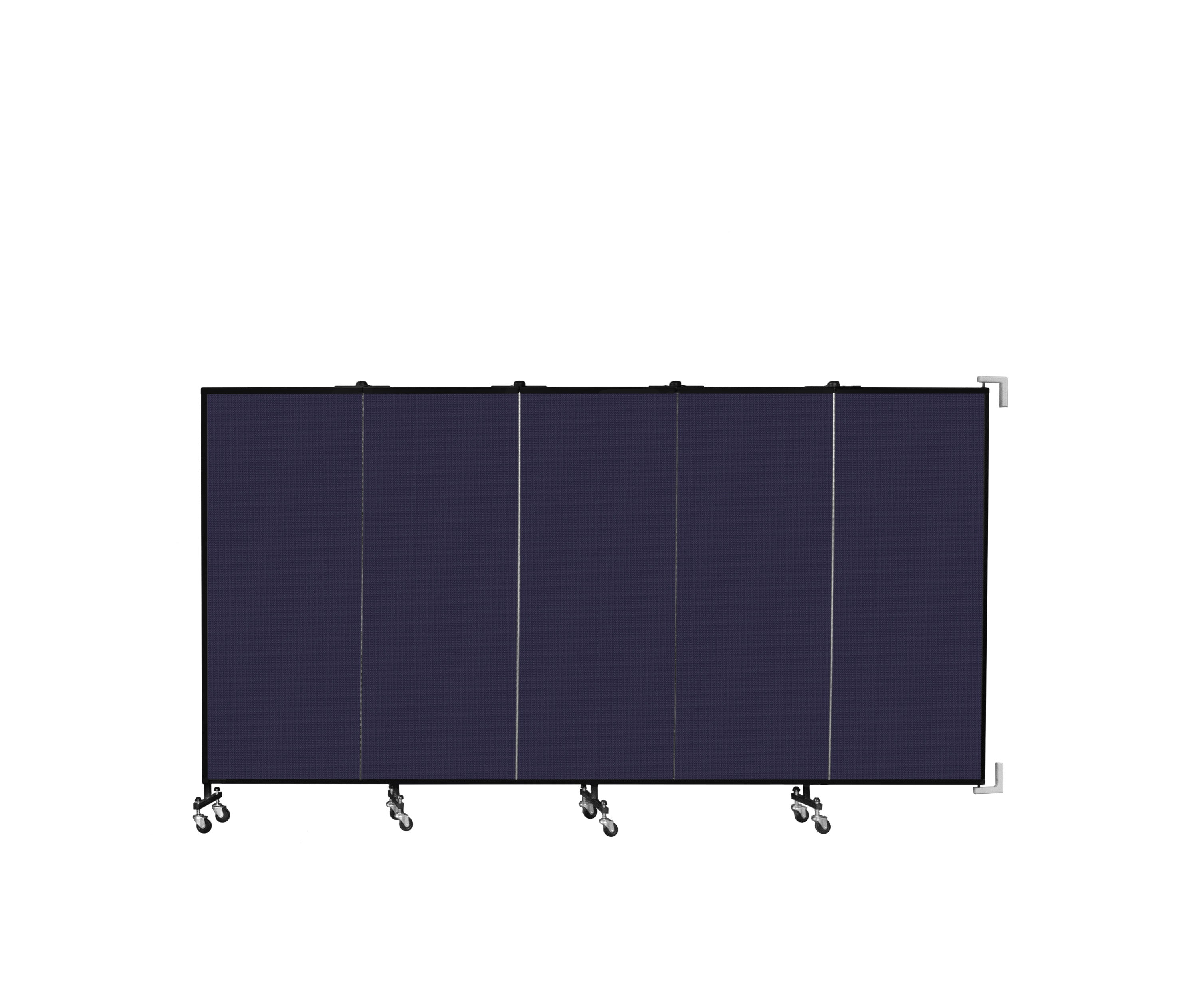 Wallmount Room Divider - 5'H x 9' 2"L - 5 Panel, Navy, Fabric
