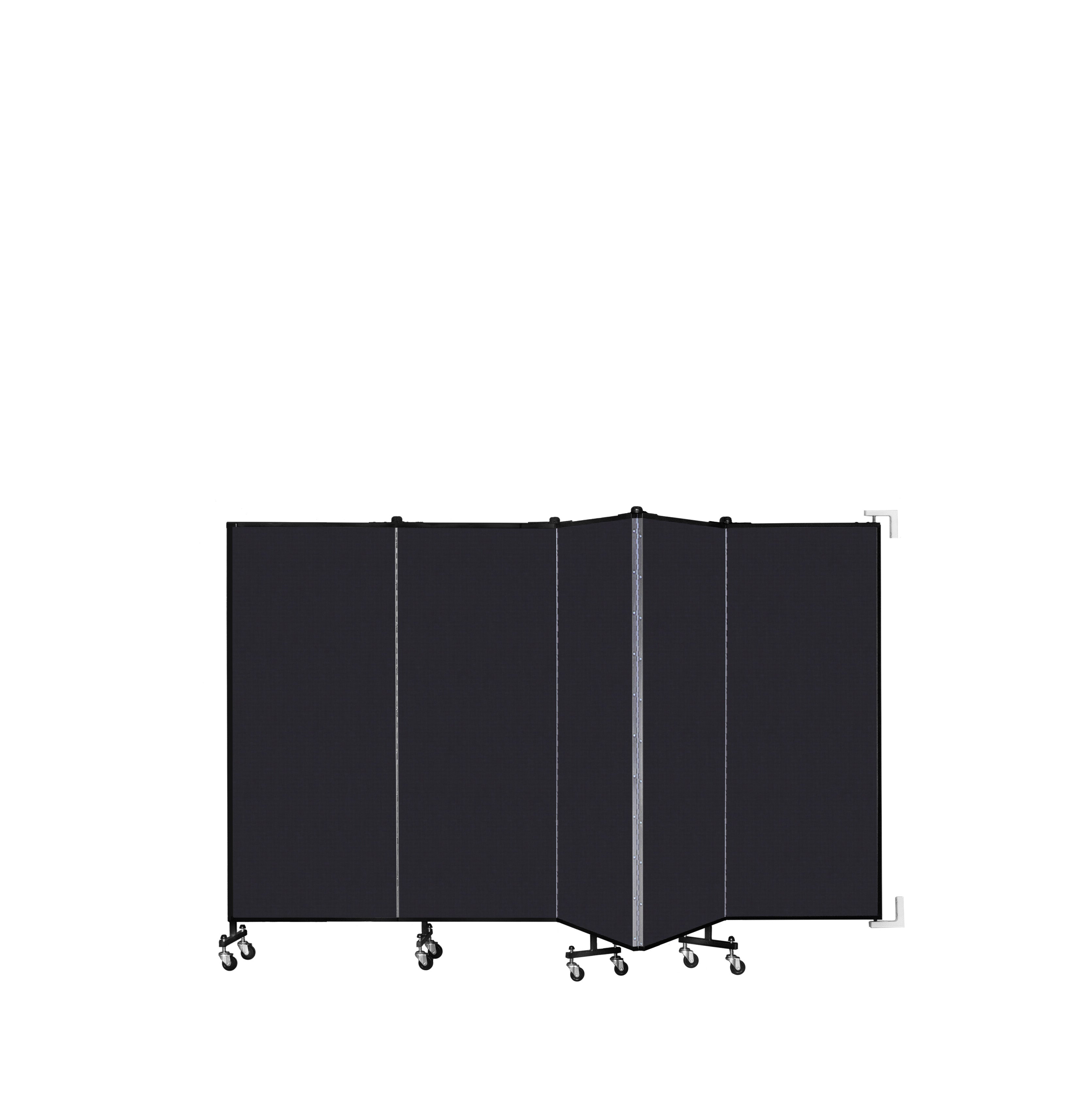 Wallmount Room Divider - 5'H x 9' 2"L - 5 Panel, Black, Fabric