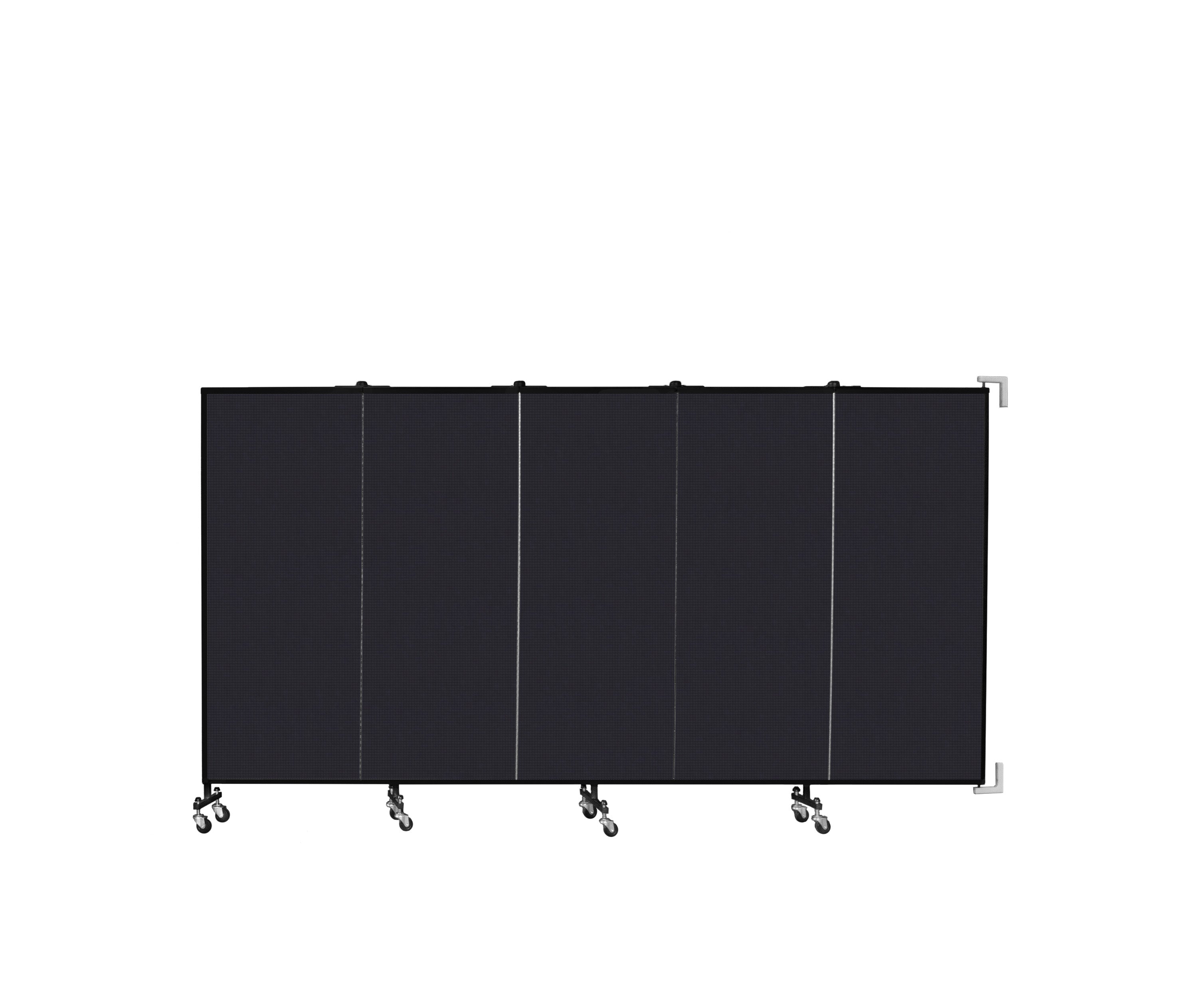 Wallmount Room Divider - 5'H x 9' 2"L - 5 Panel, Black, Fabric