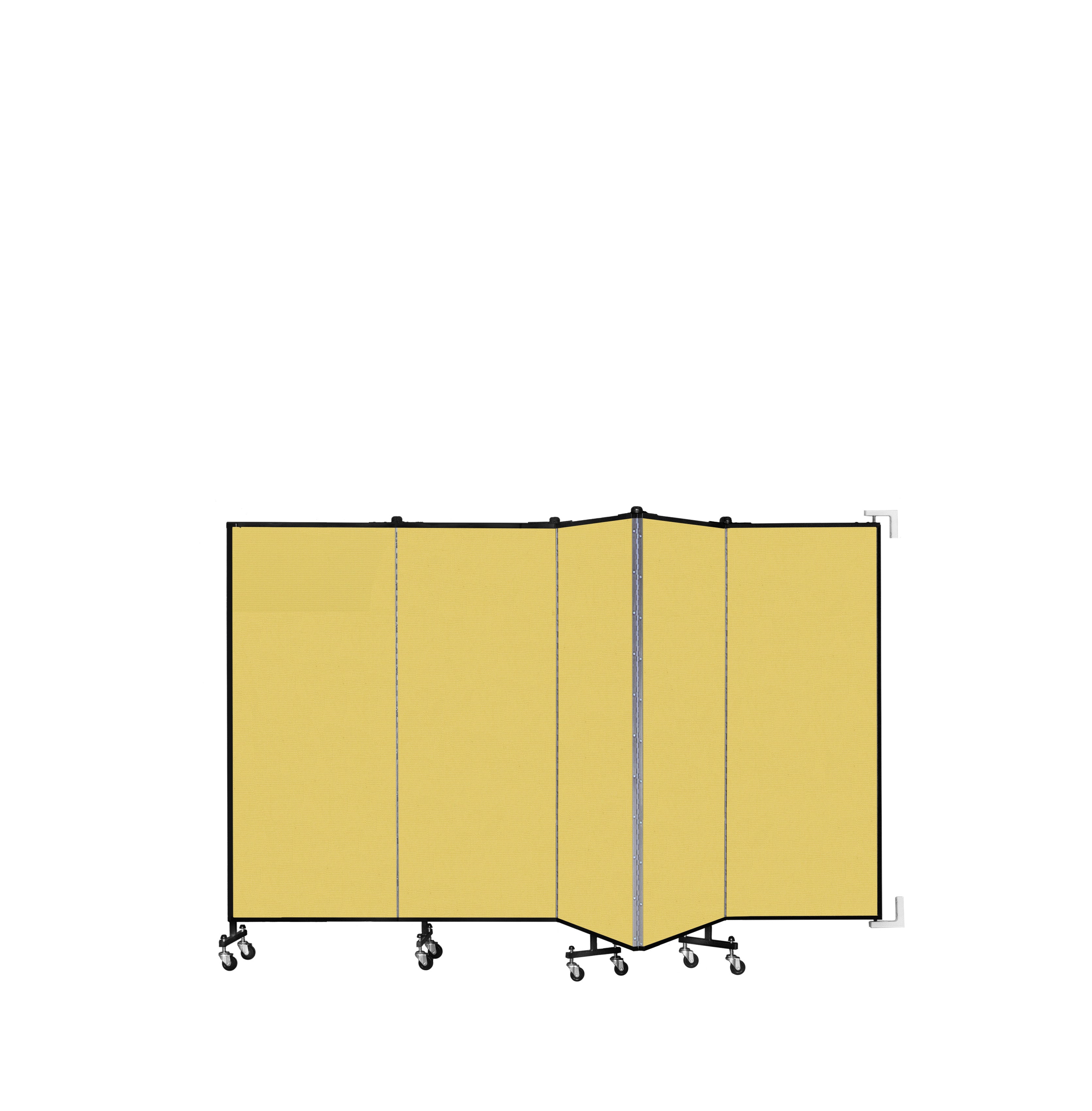 Wallmount Room Divider - 5'H x 9' 2"L - 5 Panel, Primary Yellow, Fabric
