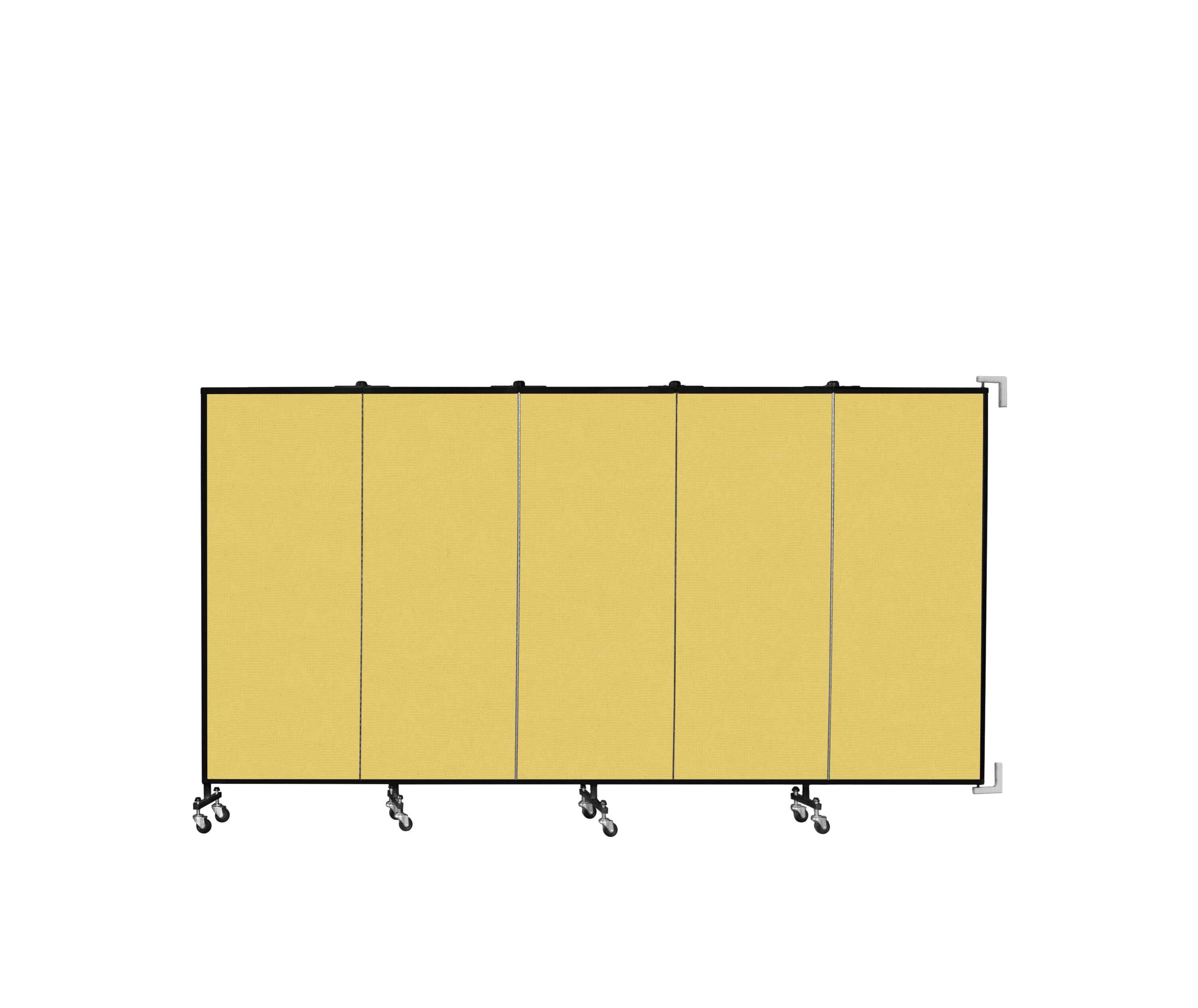 Wallmount Room Divider - 5'H x 9' 2"L - 5 Panel, Primary Yellow, Fabric