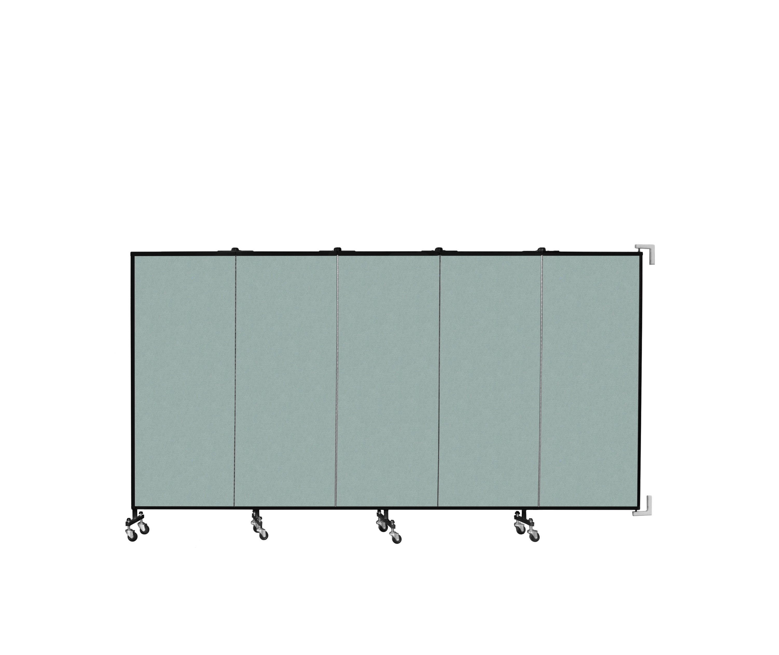 Wallmount Room Divider - 5'H x 9' 2"L - 5 Panel, Sea Green, Fabric