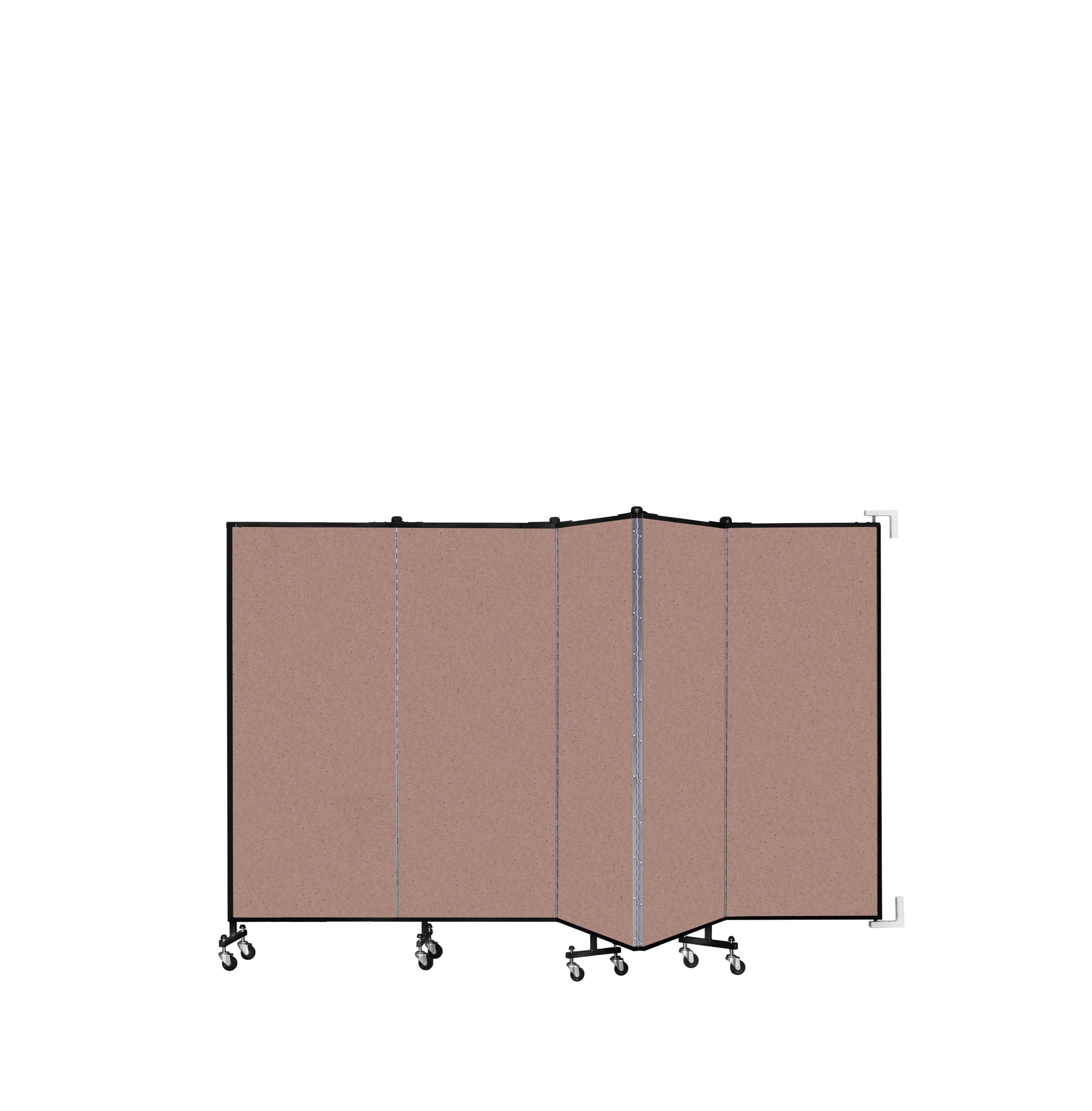 Wallmount Room Divider - 5'H x 9' 2"L - 5 Panel, Rasberry, Vinyl