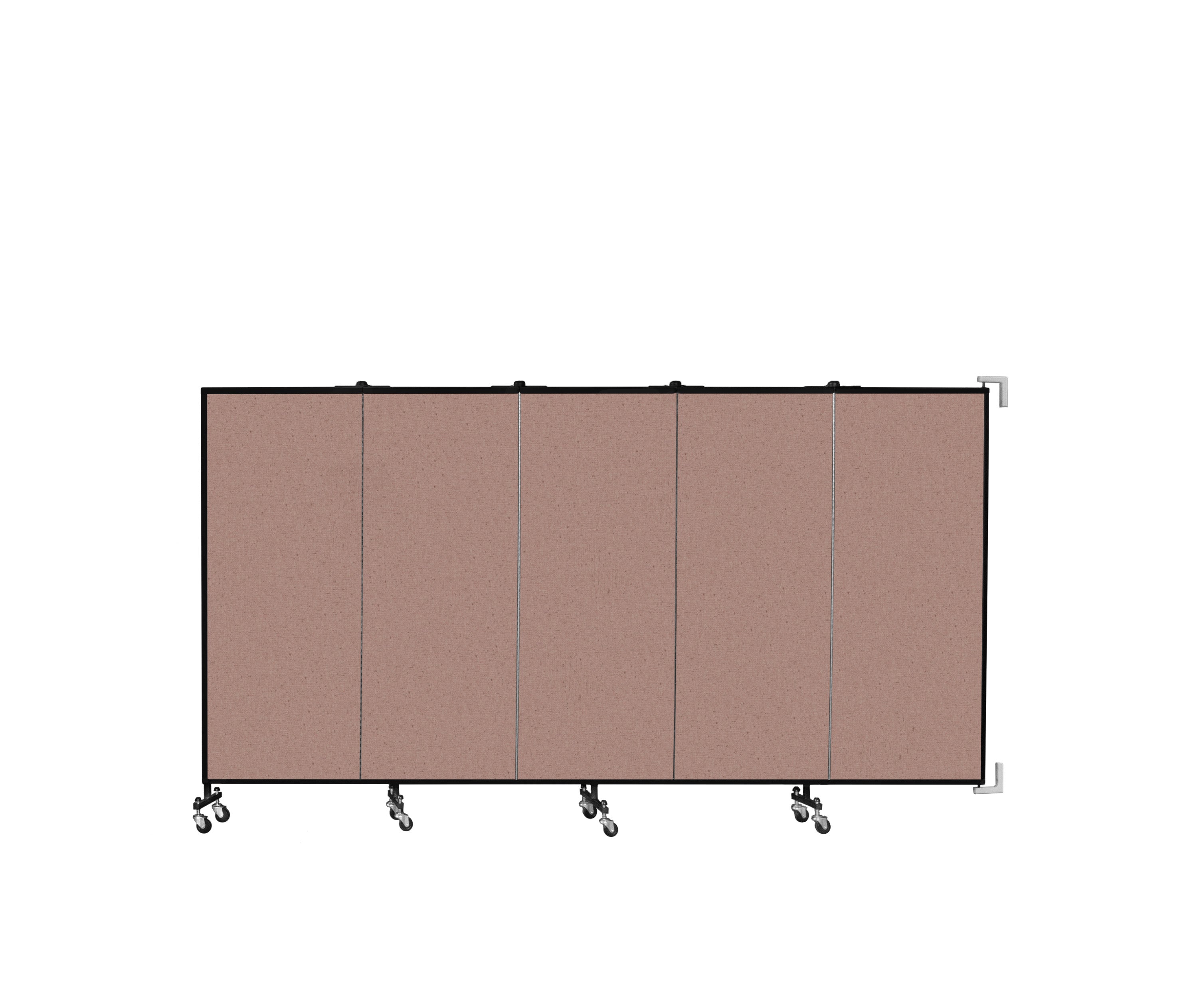 Wallmount Room Divider - 5'H x 9' 2"L - 5 Panel, Rasberry, Vinyl